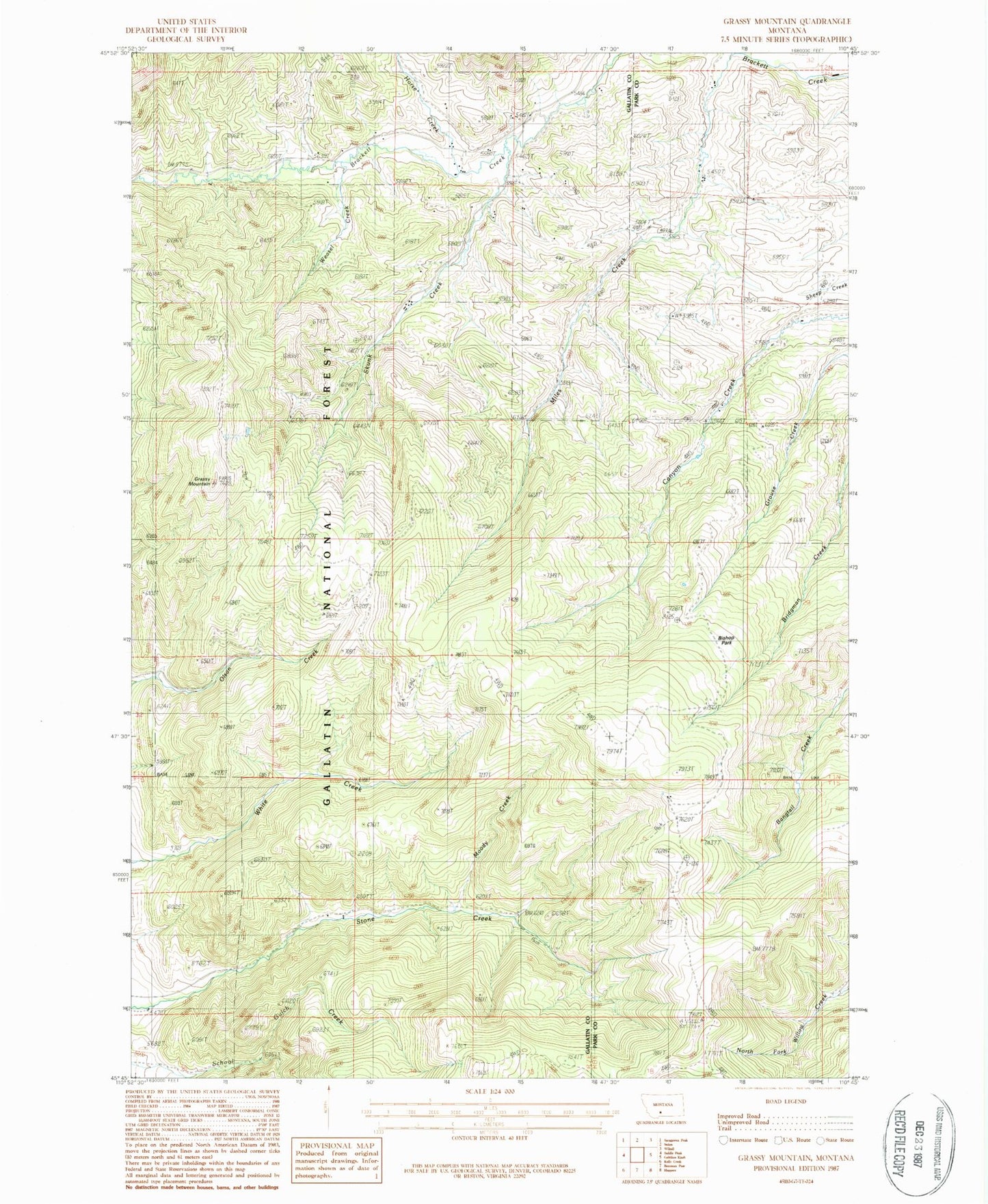 Classic USGS Grassy Mountain Montana 7.5'x7.5' Topo Map Image