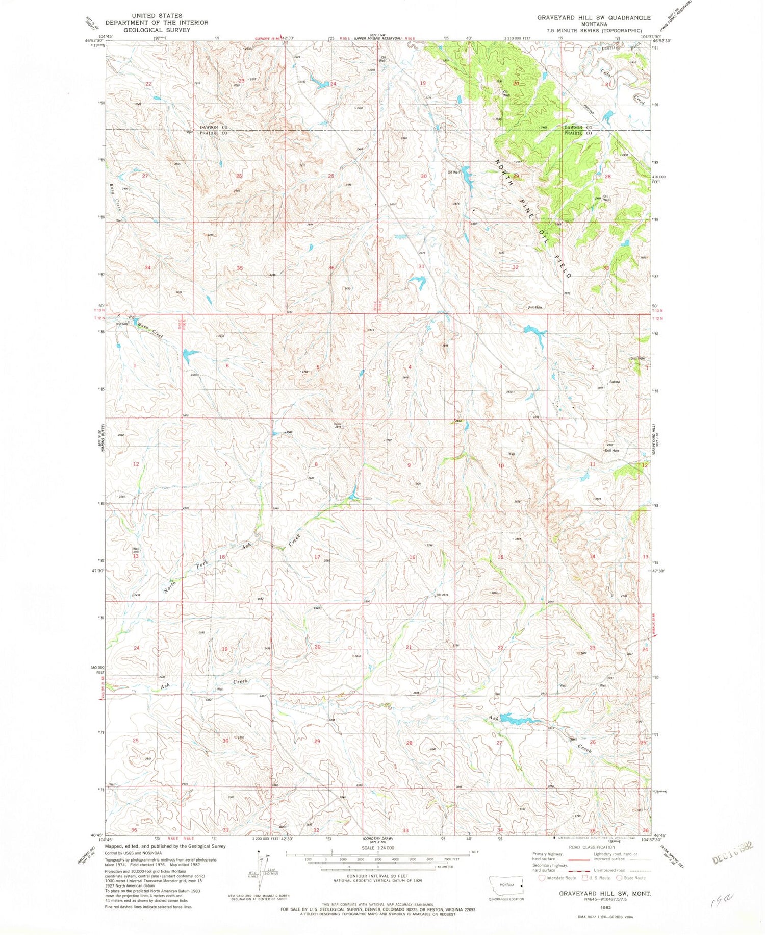 Classic USGS Graveyard Hill SW Montana 7.5'x7.5' Topo Map Image