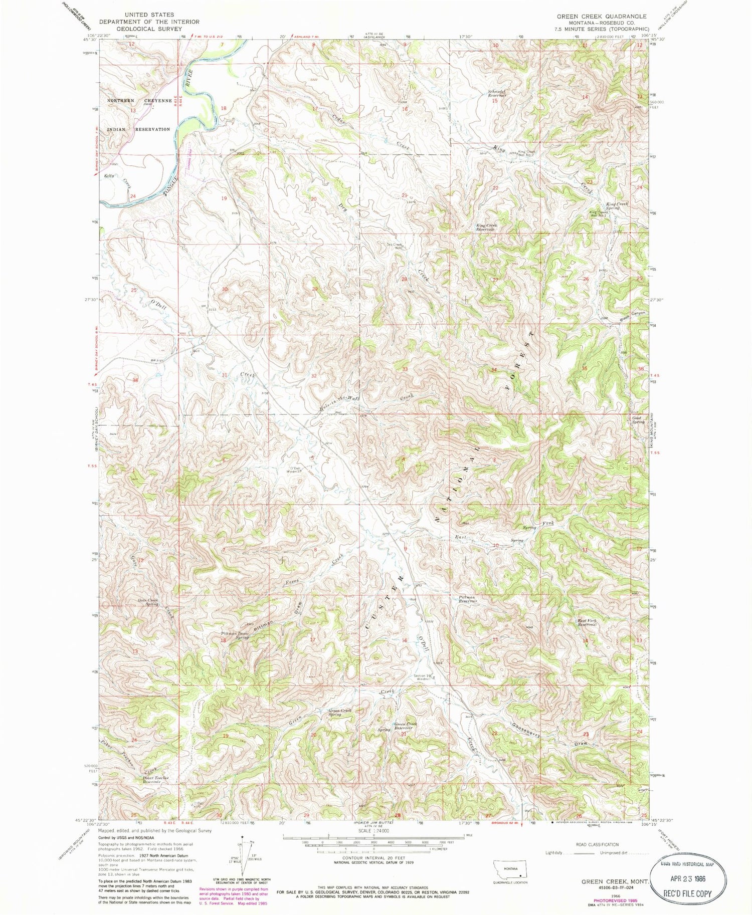 Classic USGS Green Creek Montana 7.5'x7.5' Topo Map Image
