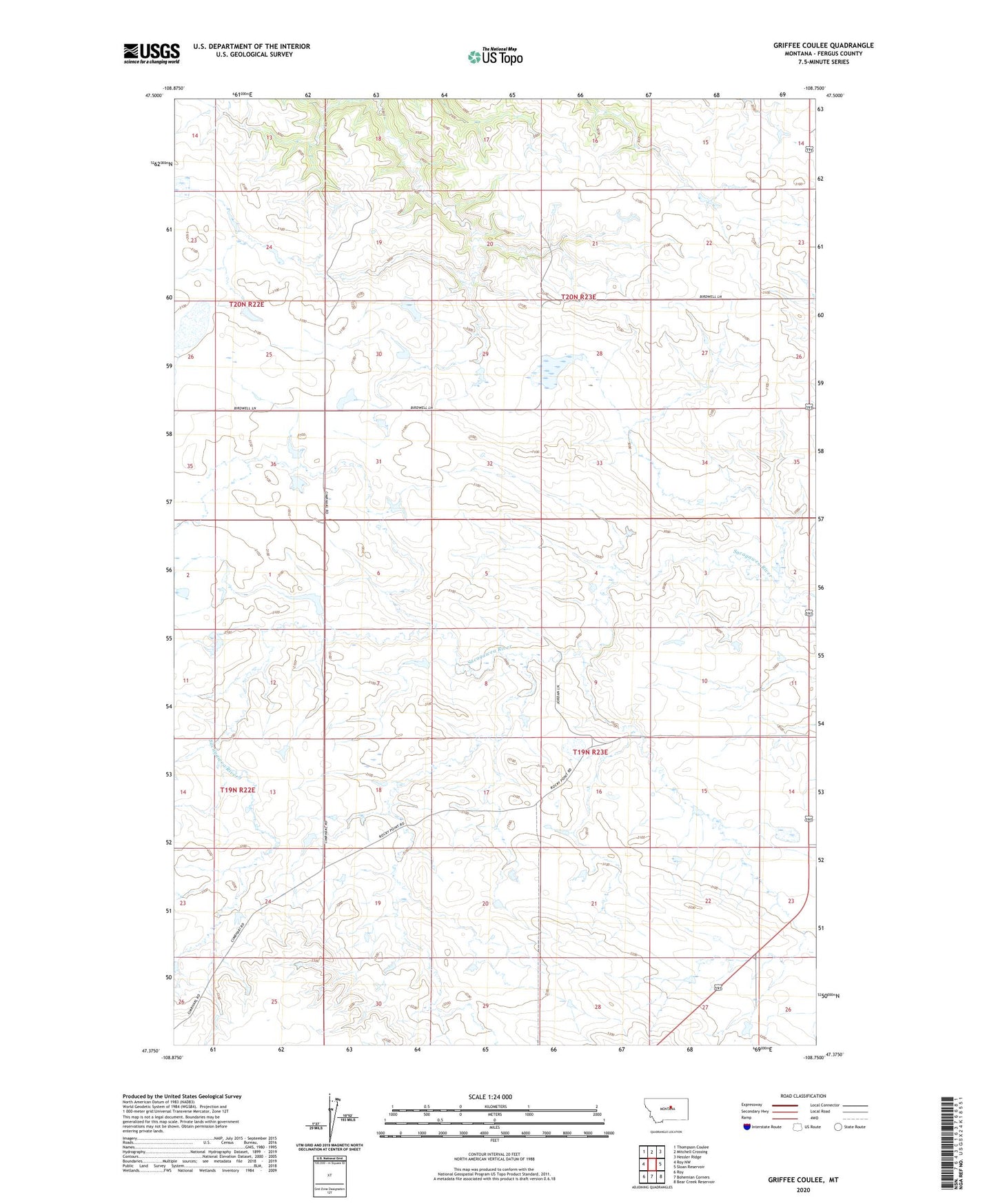 Griffee Coulee Montana US Topo Map Image