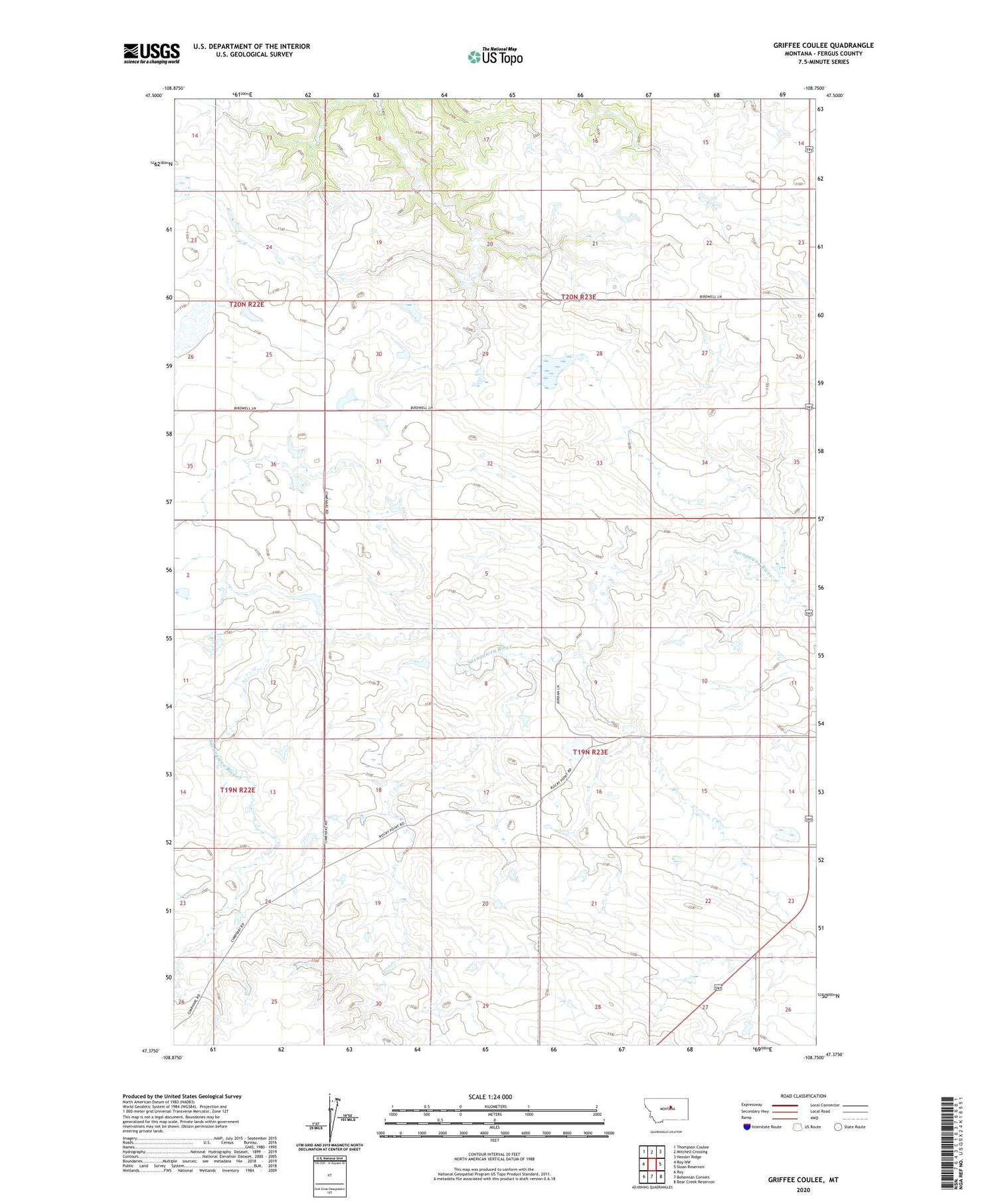 Griffee Coulee Montana US Topo Map Image