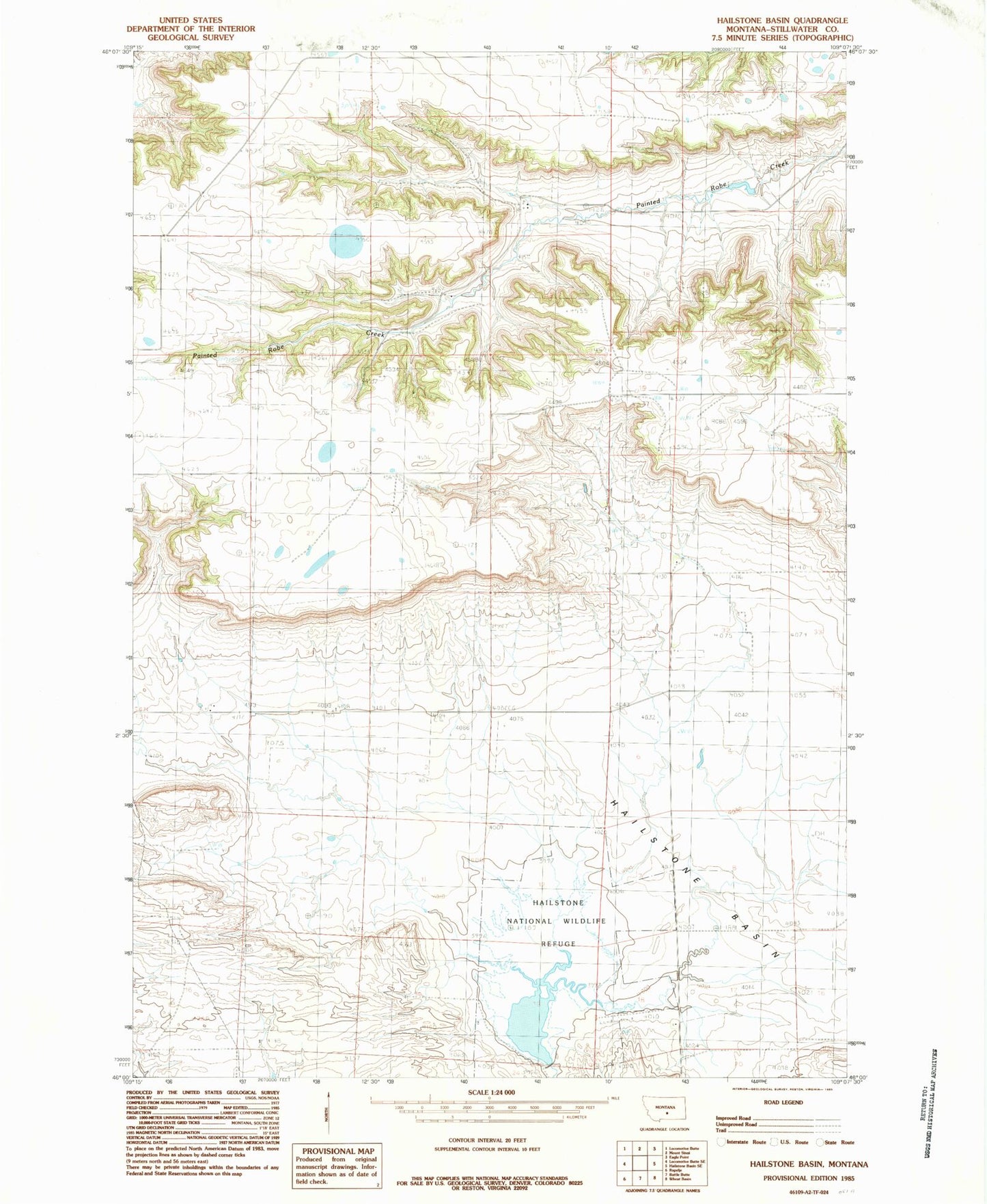Classic USGS Hailstone Basin Montana 7.5'x7.5' Topo Map Image