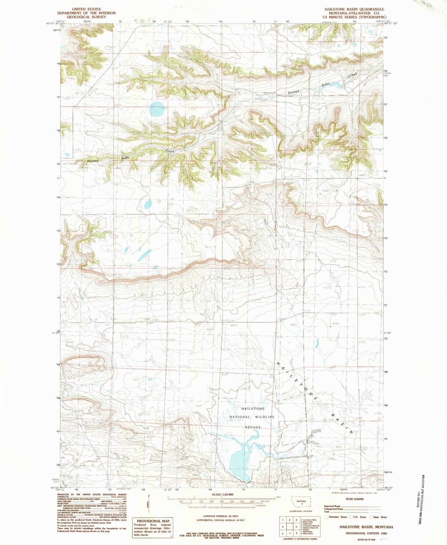 Classic USGS Hailstone Basin Montana 7.5'x7.5' Topo Map Image