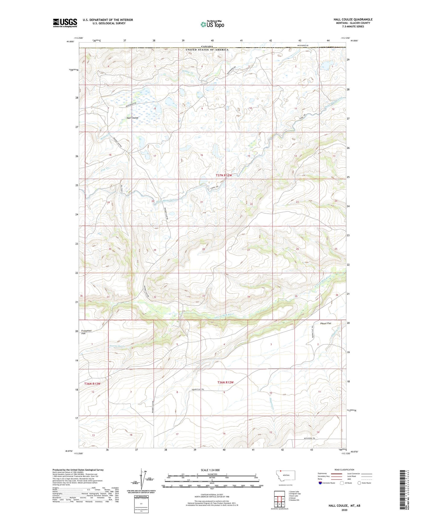 Hall Coulee Montana US Topo Map Image