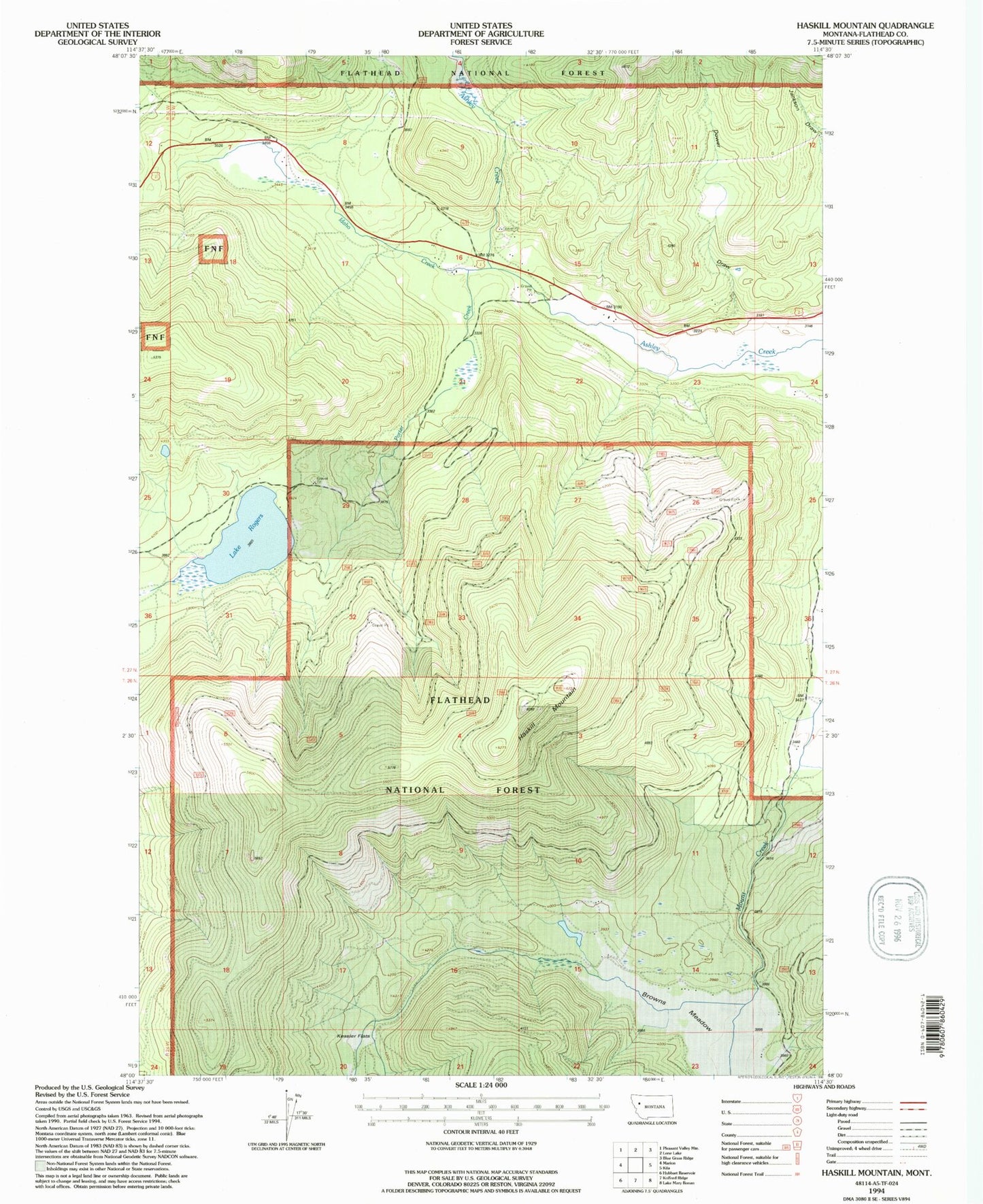 Classic USGS Haskill Mountain Montana 7.5'x7.5' Topo Map Image