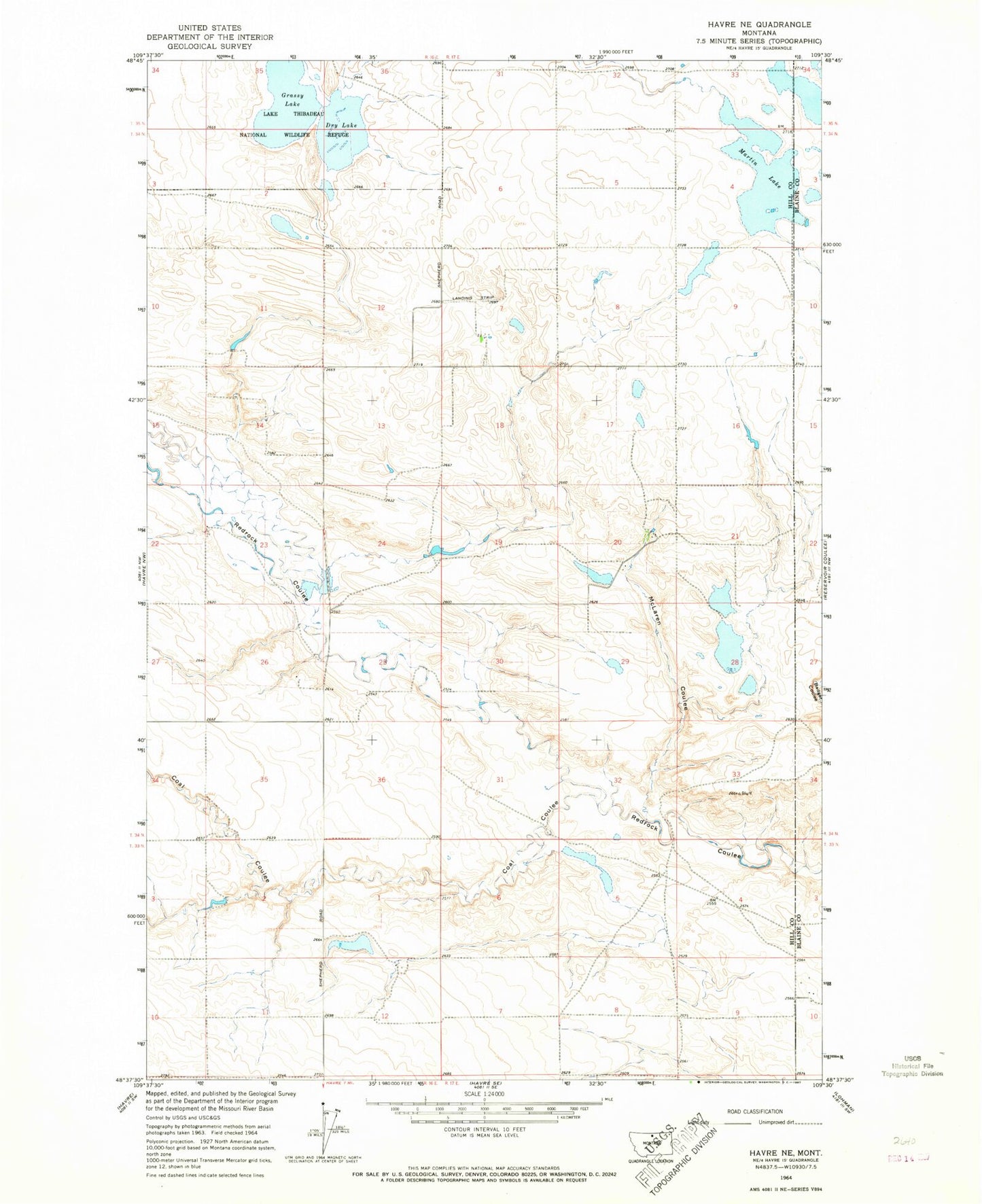Classic USGS Havre NE Montana 7.5'x7.5' Topo Map Image