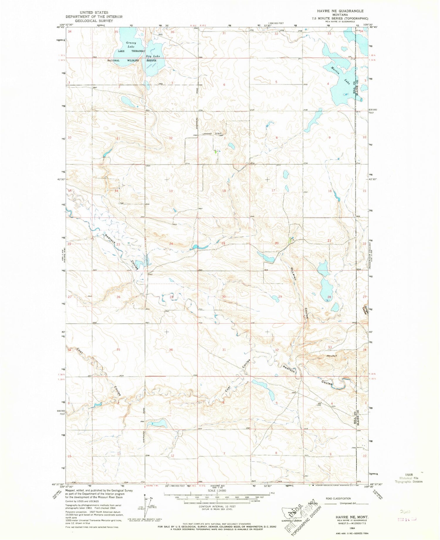 Classic USGS Havre NE Montana 7.5'x7.5' Topo Map Image