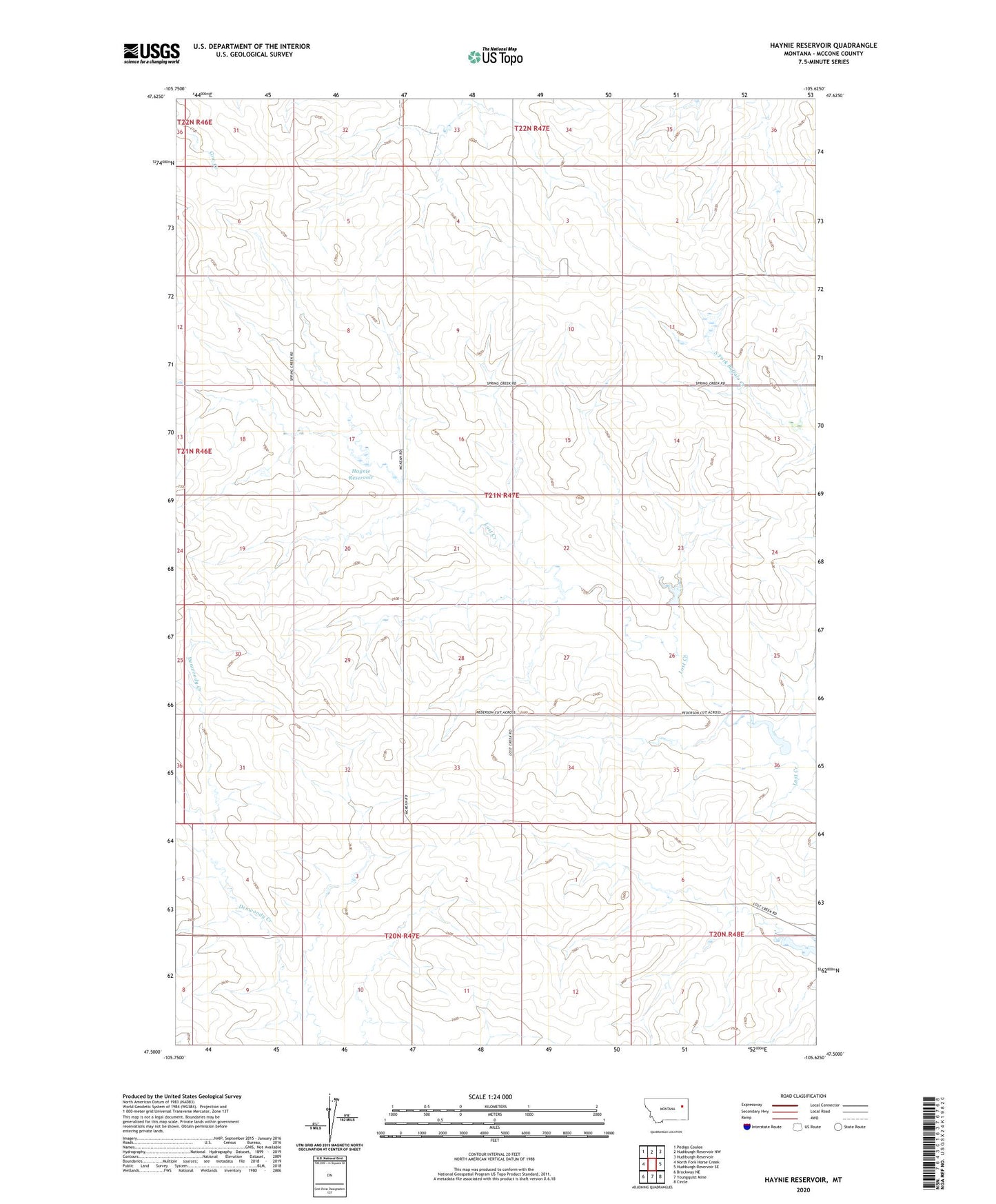 Haynie Reservoir Montana US Topo Map Image