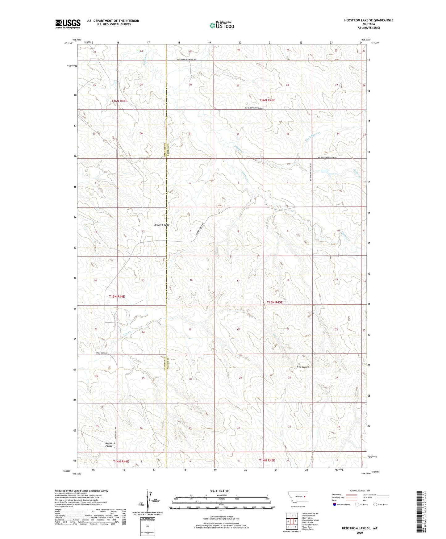 Hedstrom Lake SE Montana US Topo Map Image