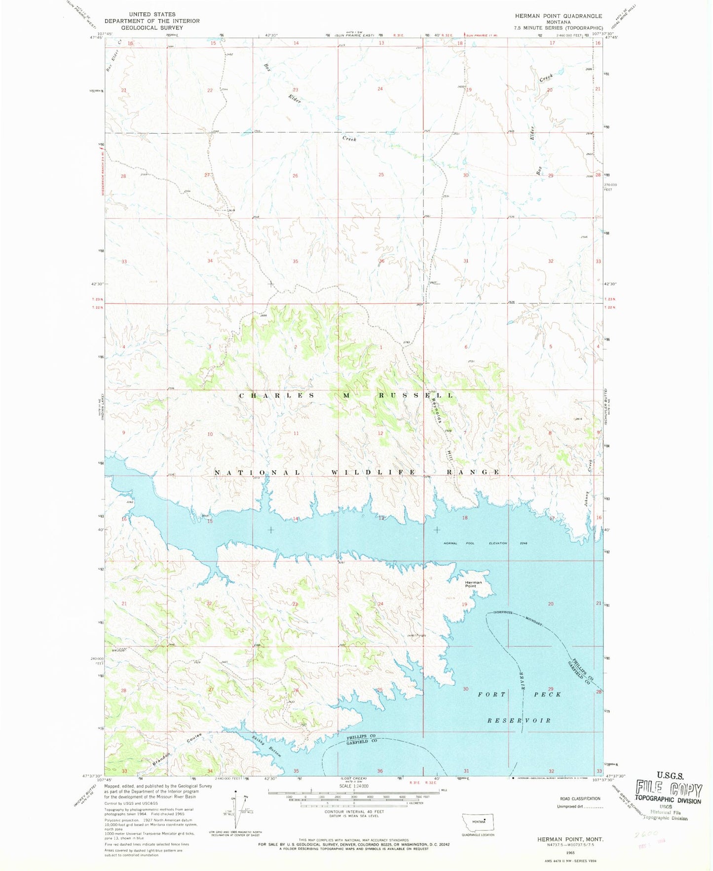 Classic USGS Herman Point Montana 7.5'x7.5' Topo Map Image