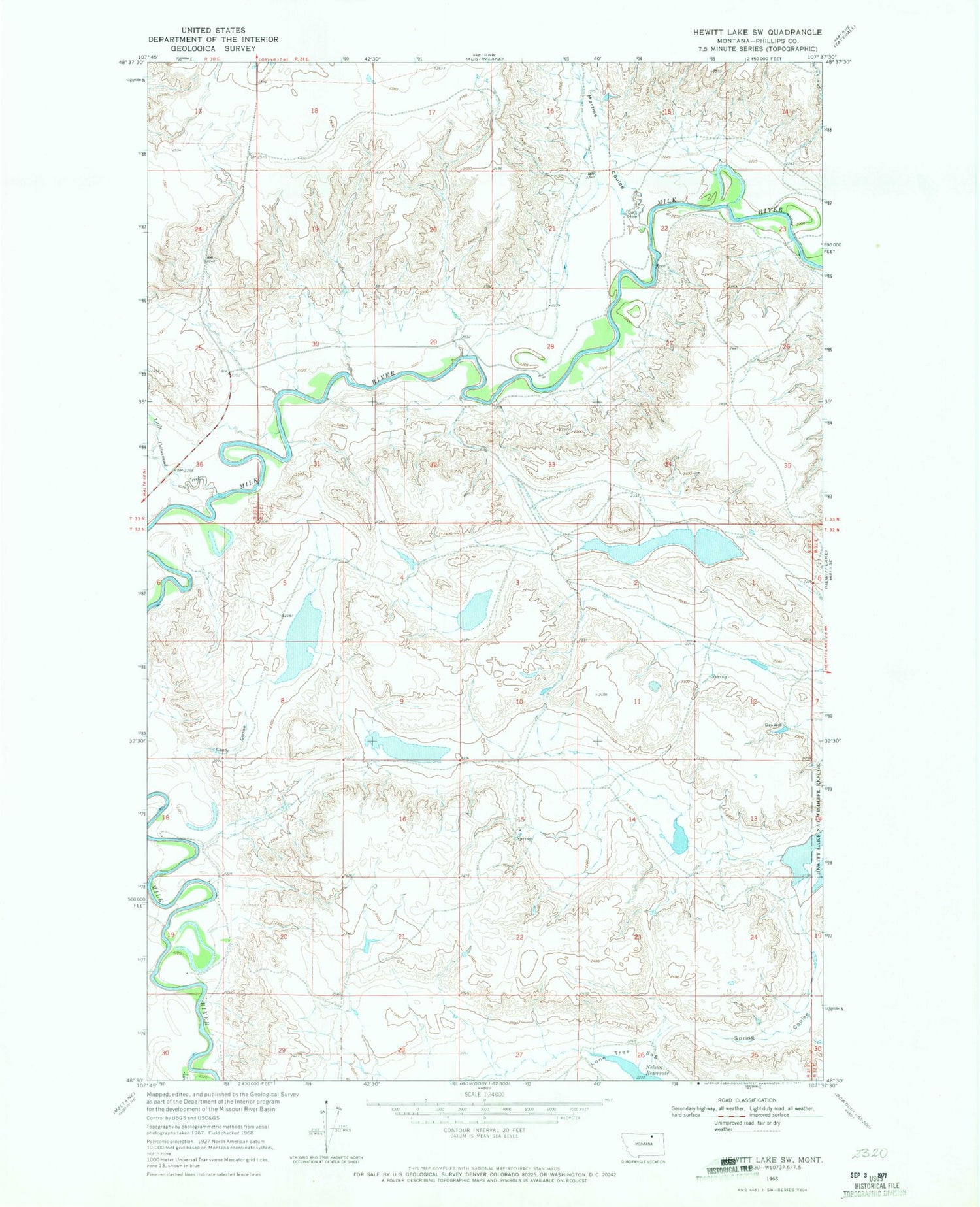 Classic USGS Hewitt Lake SW Montana 7.5'x7.5' Topo Map Image