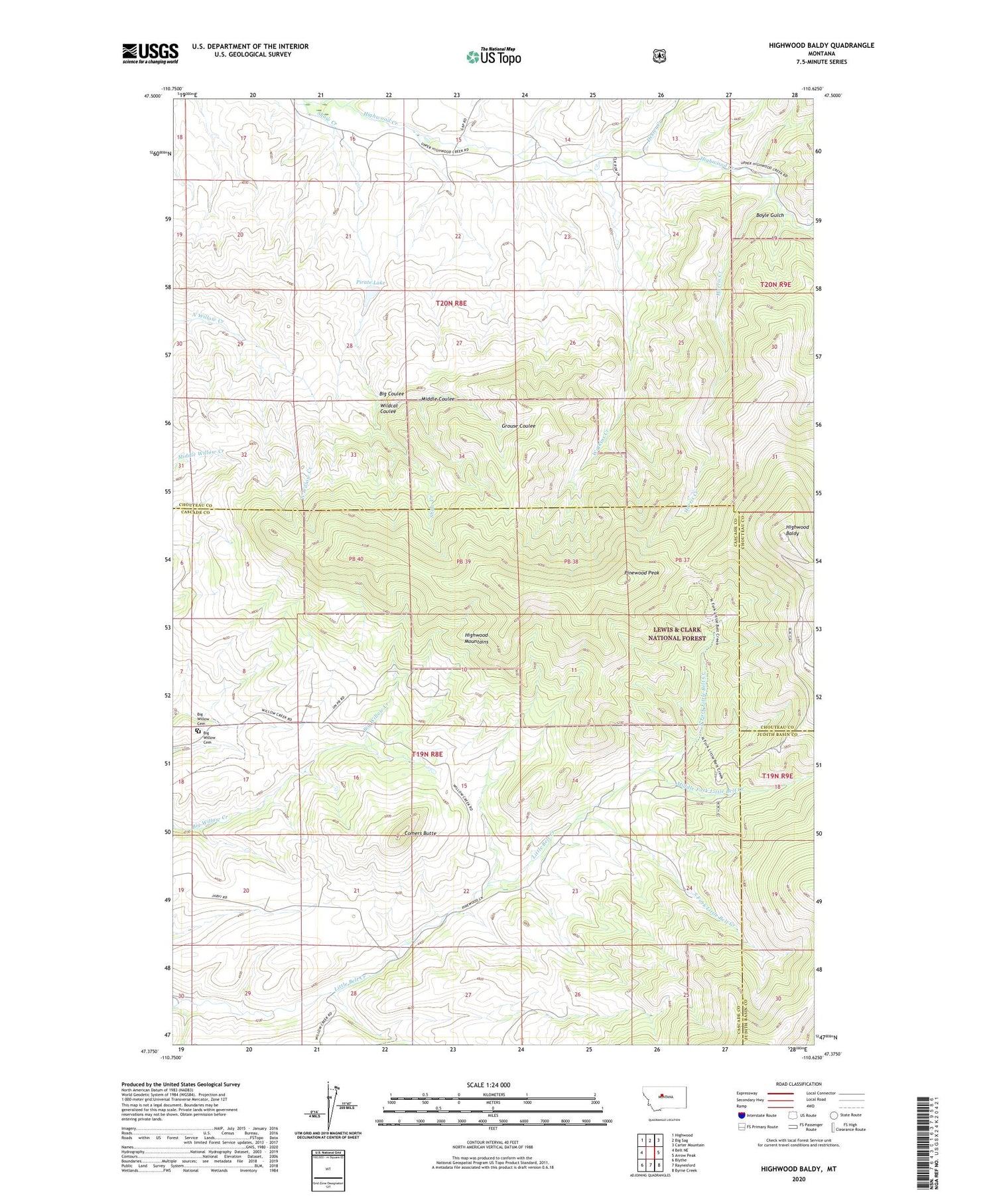 Highwood Baldy Montana US Topo Map Image