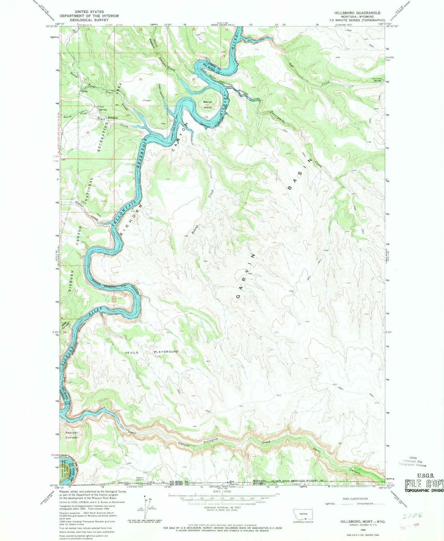 Classic USGS Hillsboro Montana 7.5'x7.5' Topo Map Image