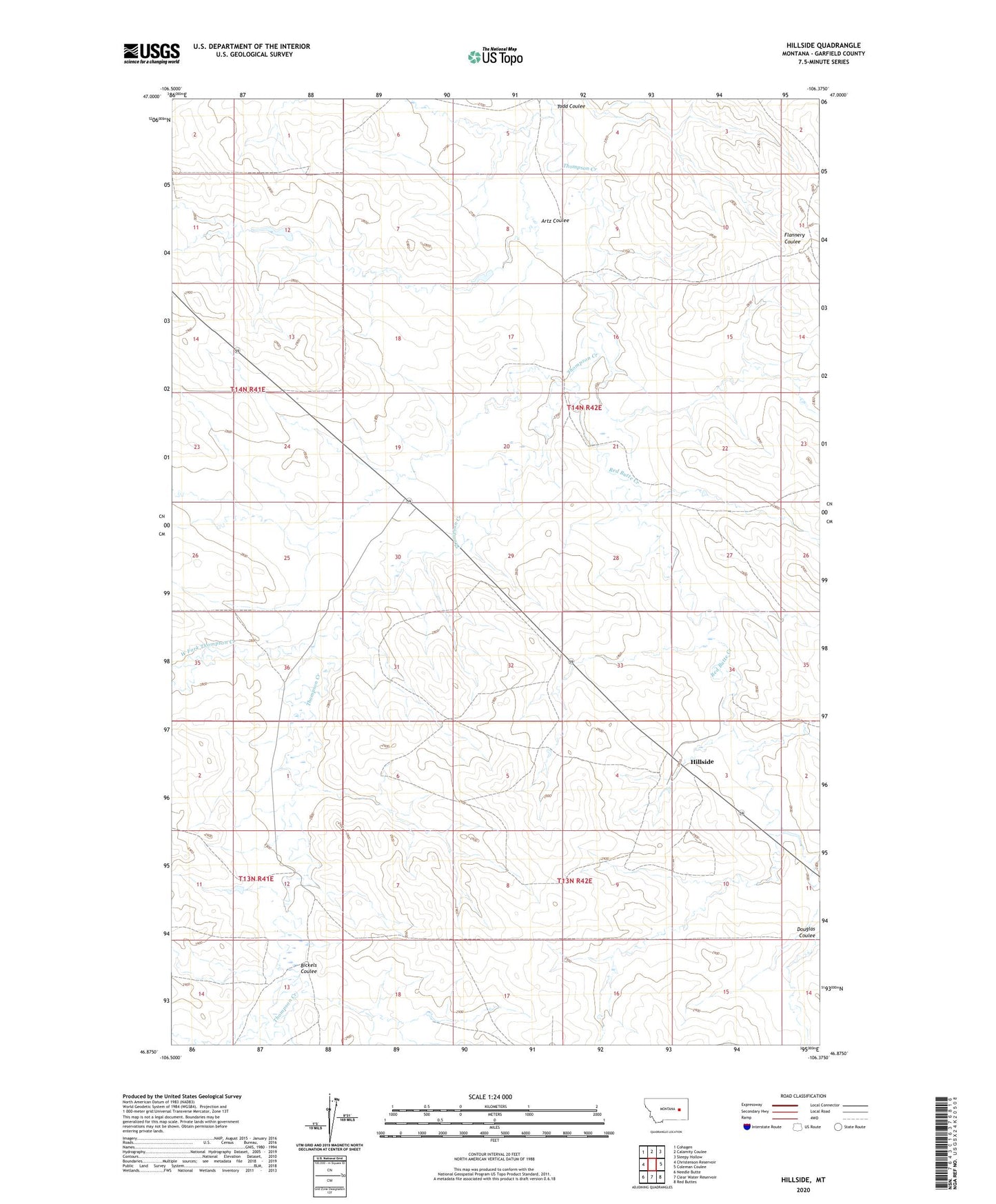 Hillside Montana US Topo Map Image