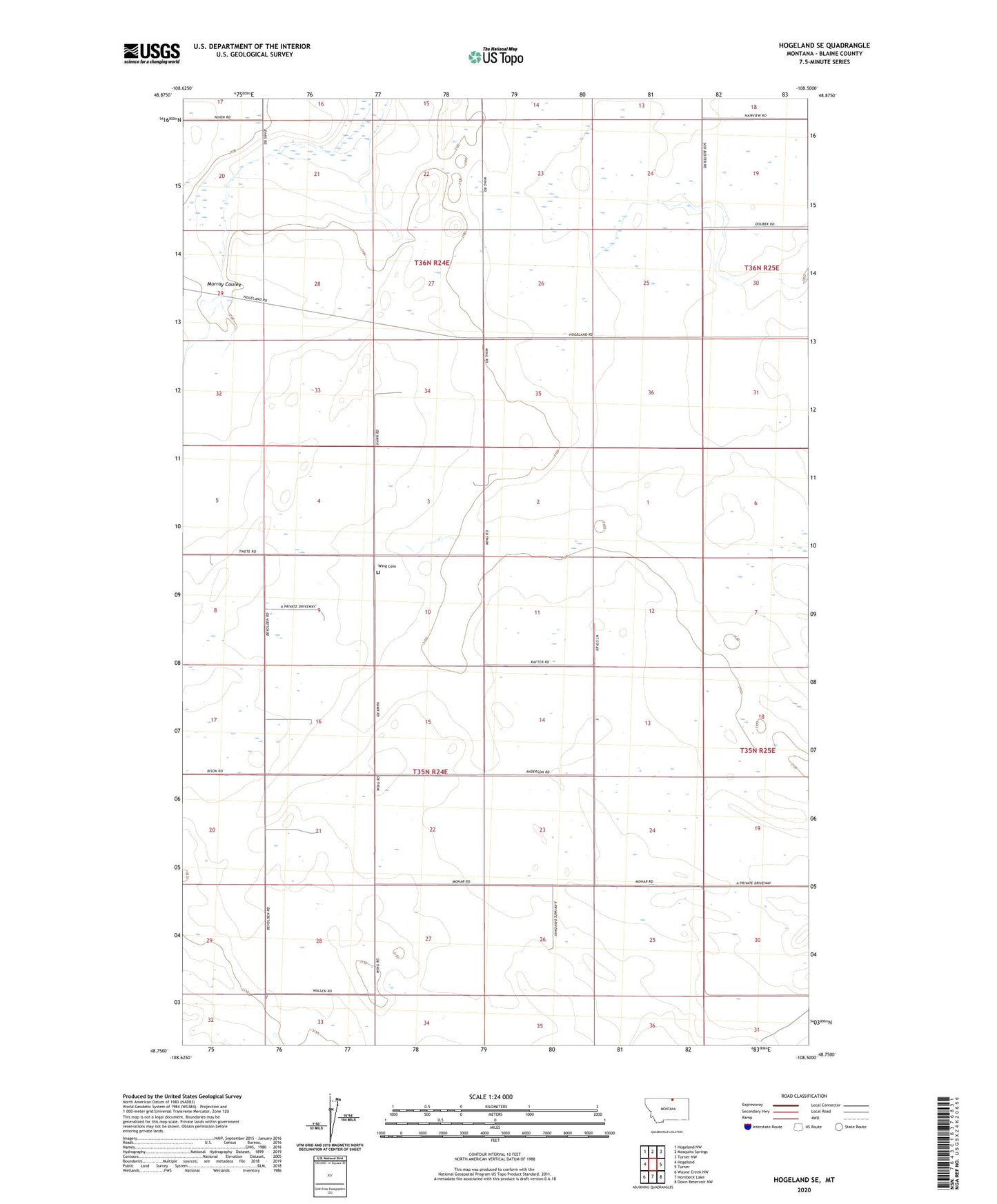 Hogeland SE Montana US Topo Map Image