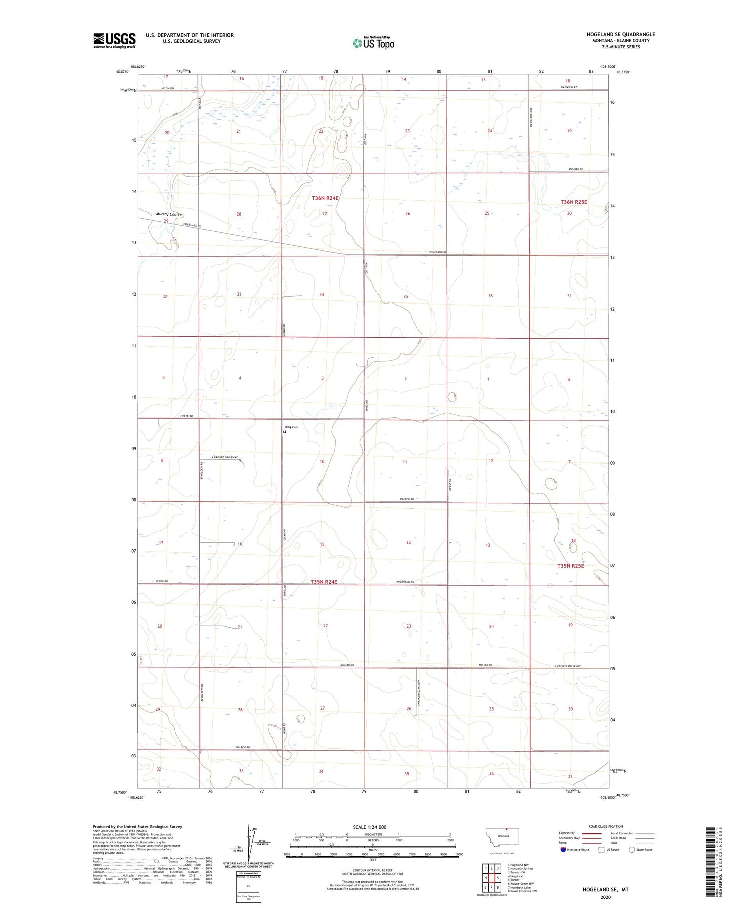 Hogeland SE Montana US Topo Map Image