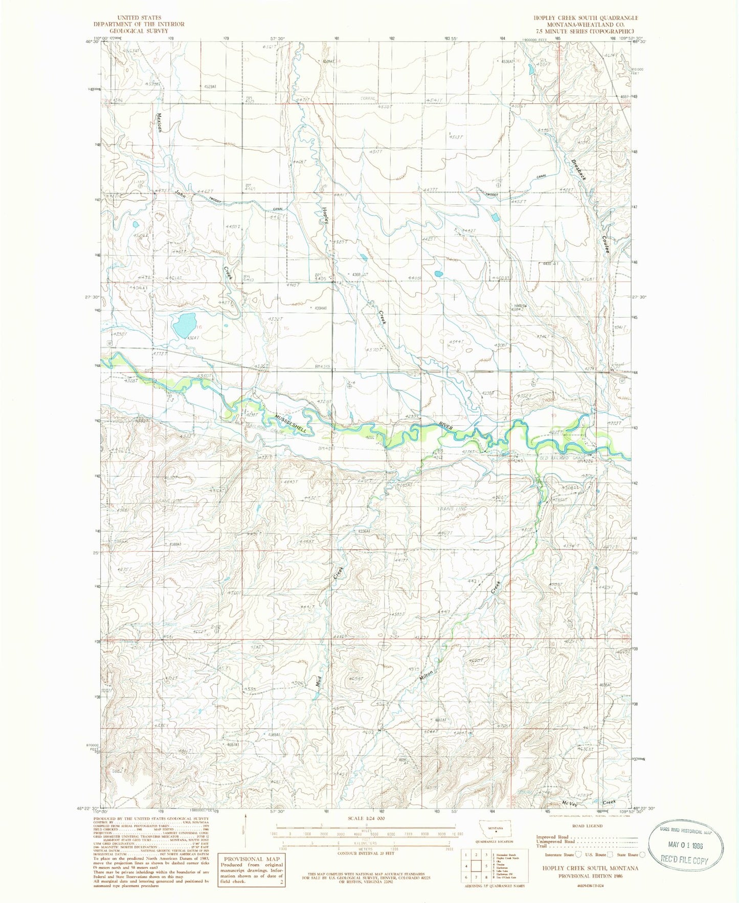 Classic USGS Hopley Creek South Montana 7.5'x7.5' Topo Map Image