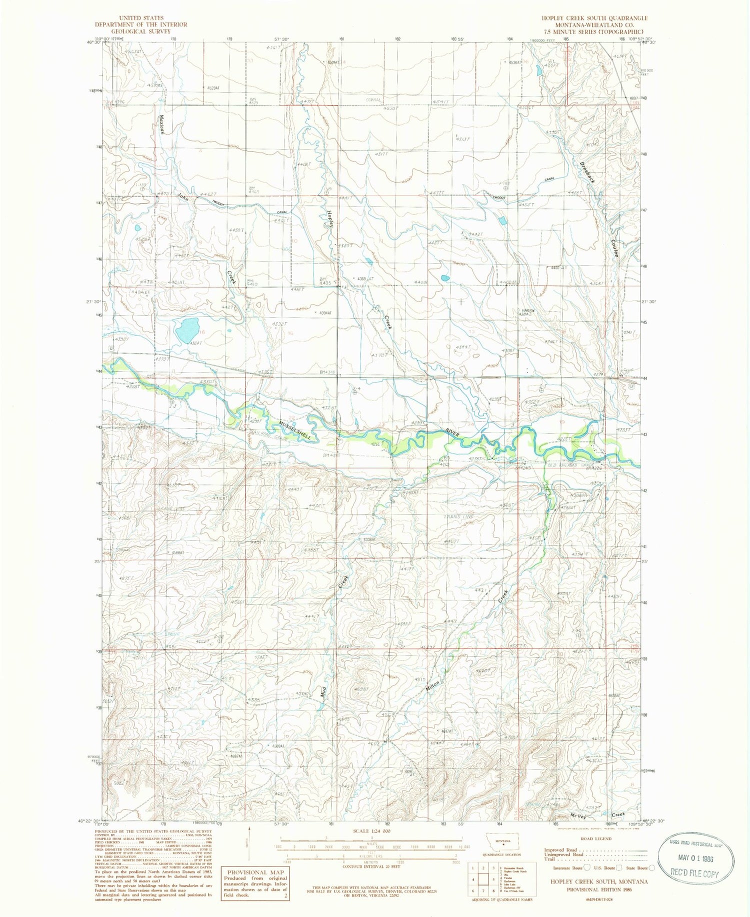 Classic USGS Hopley Creek South Montana 7.5'x7.5' Topo Map Image