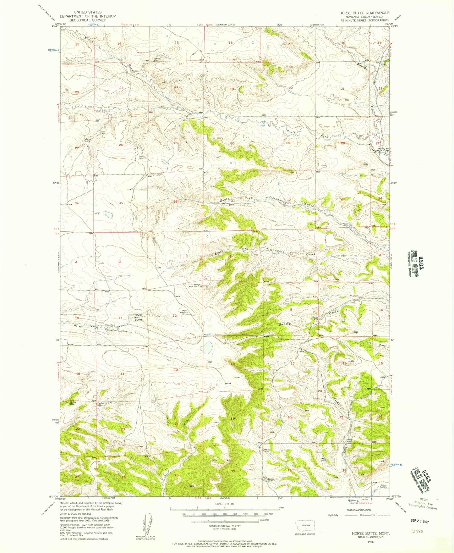 Classic USGS Horse Butte Montana 7.5'x7.5' Topo Map Image
