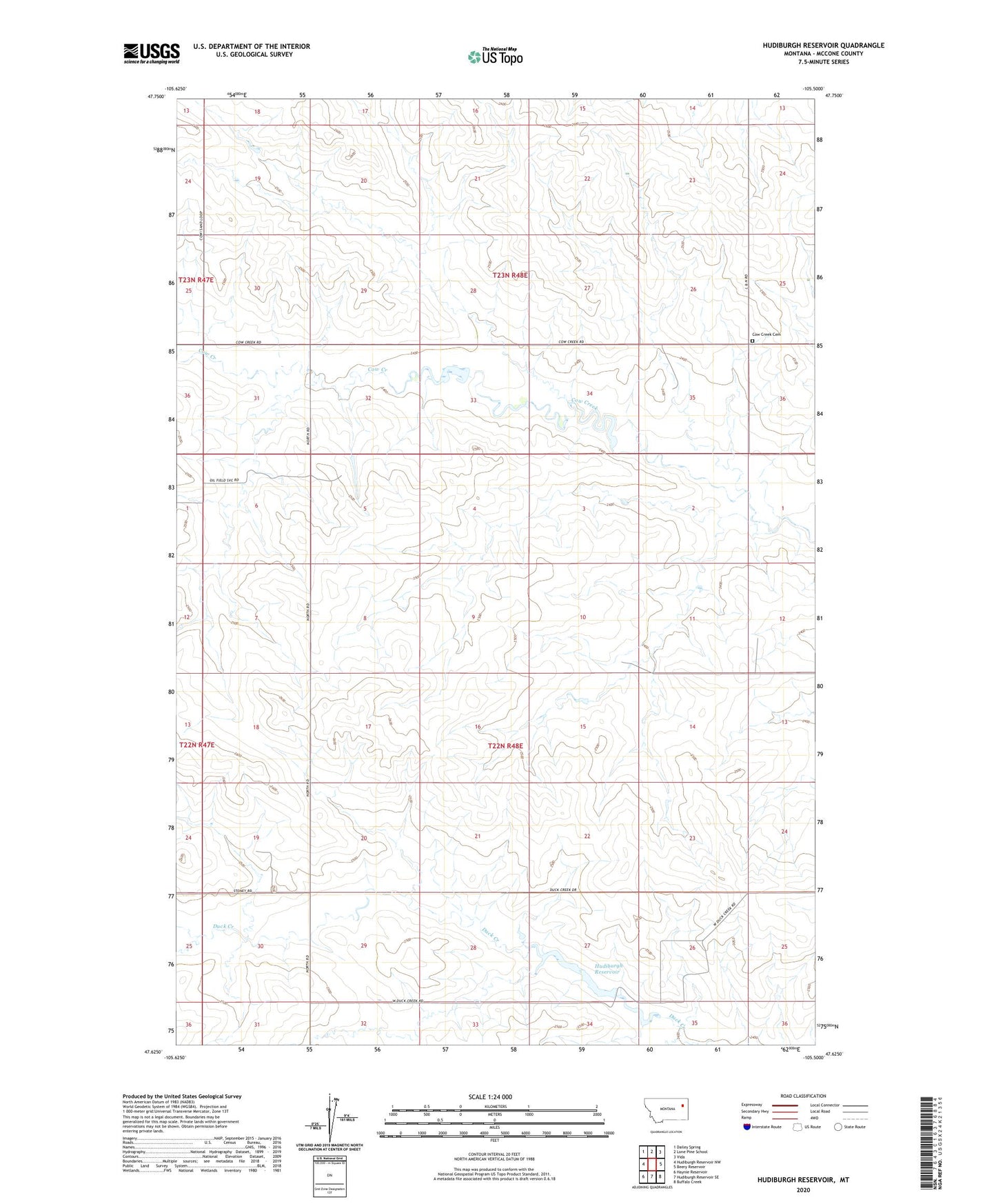 Hudiburgh Reservoir Montana US Topo Map Image