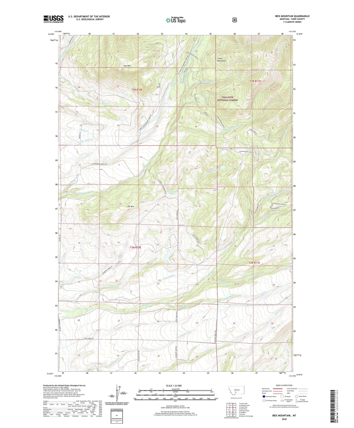 Ibex Mountain Montana US Topo Map Image