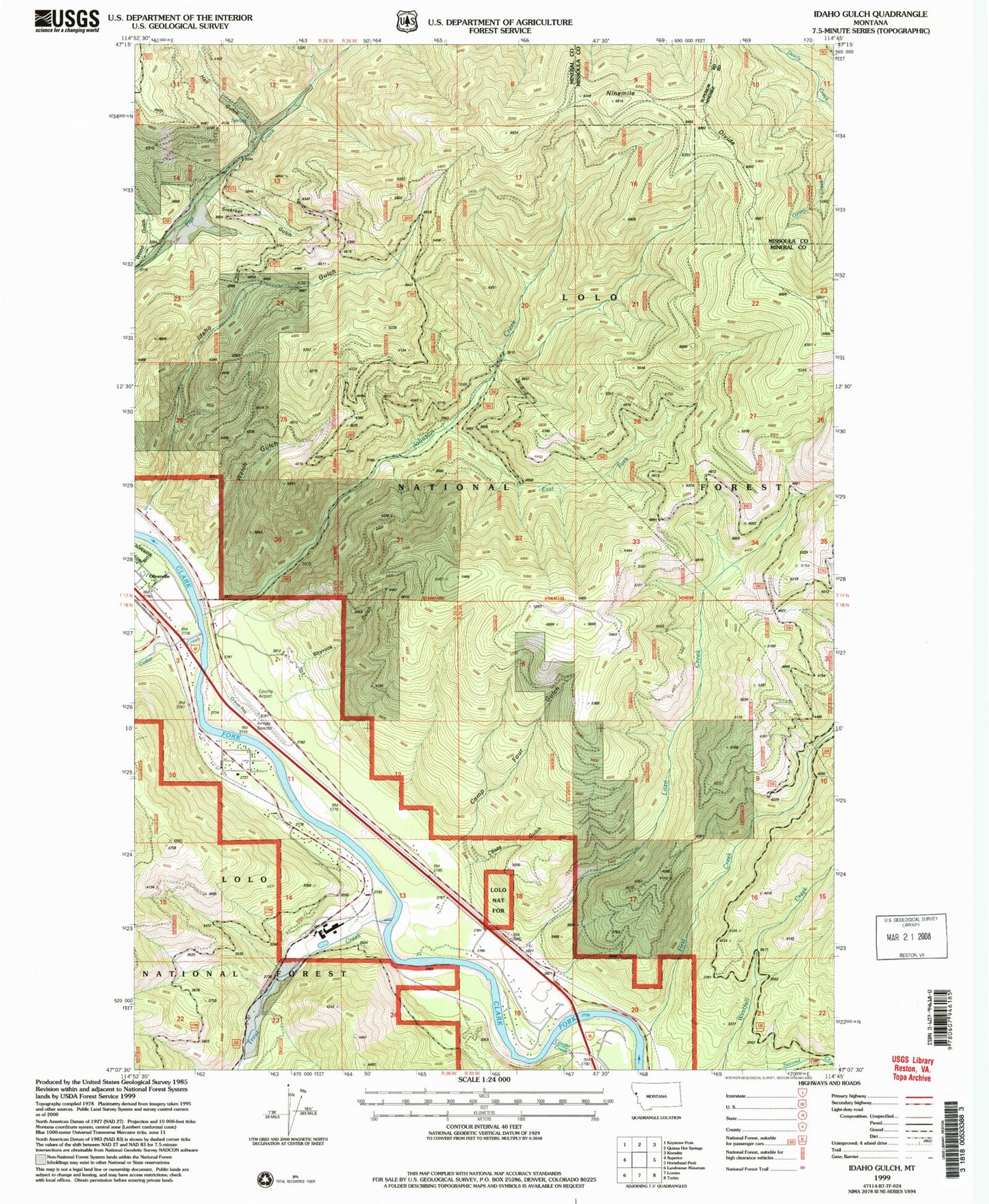 Classic USGS Idaho Gulch Montana 7.5'x7.5' Topo Map Image