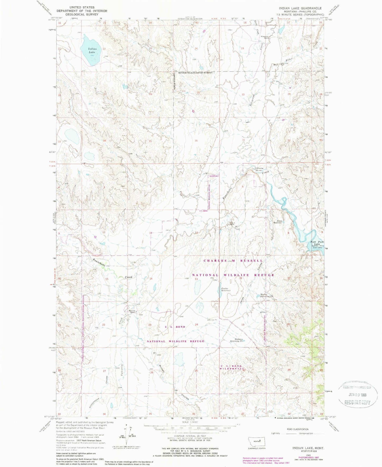 Classic USGS Indian Lake Montana 7.5'x7.5' Topo Map Image
