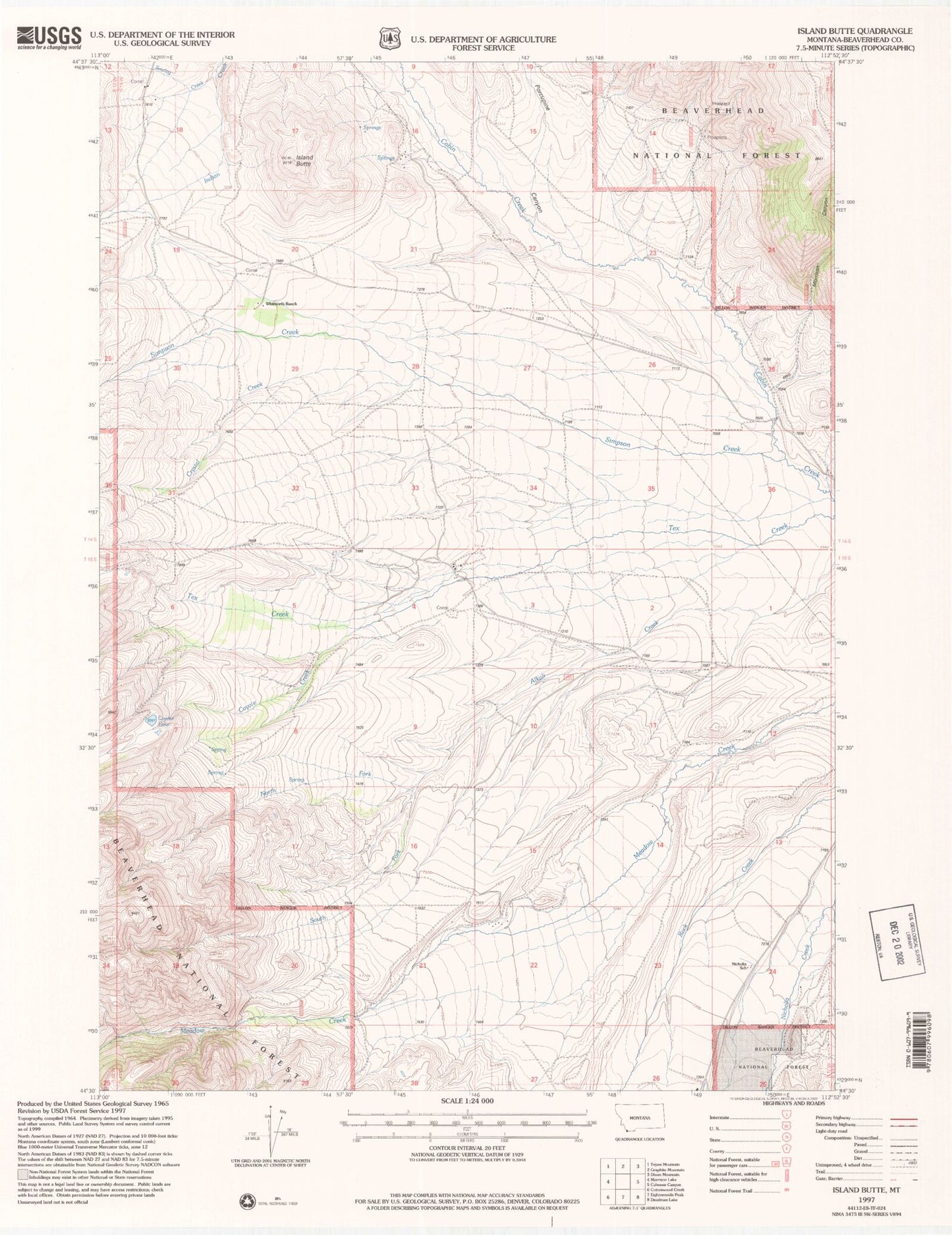 Classic USGS Island Butte Montana 7.5'x7.5' Topo Map Image