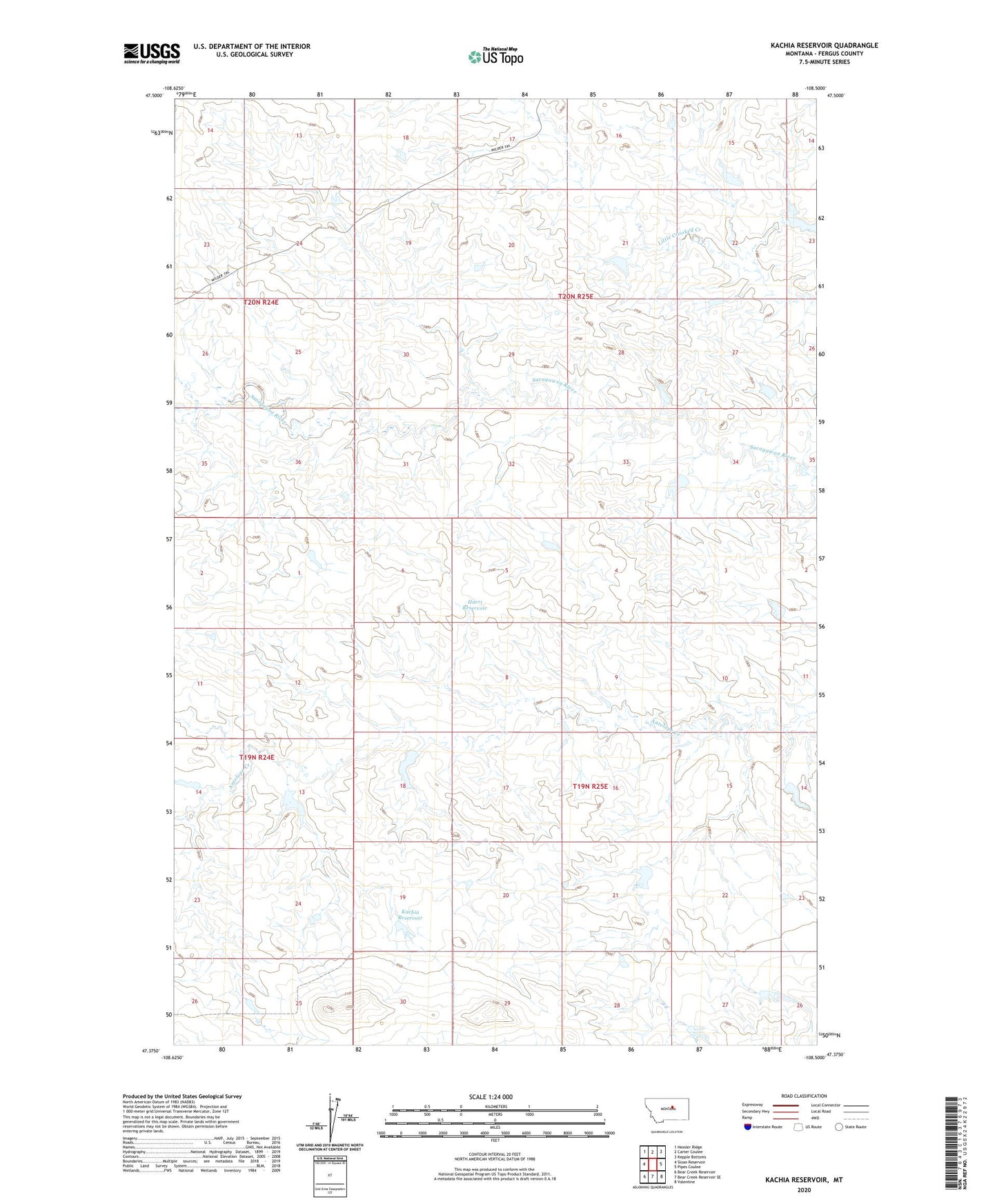Kachia Reservoir Montana US Topo Map Image