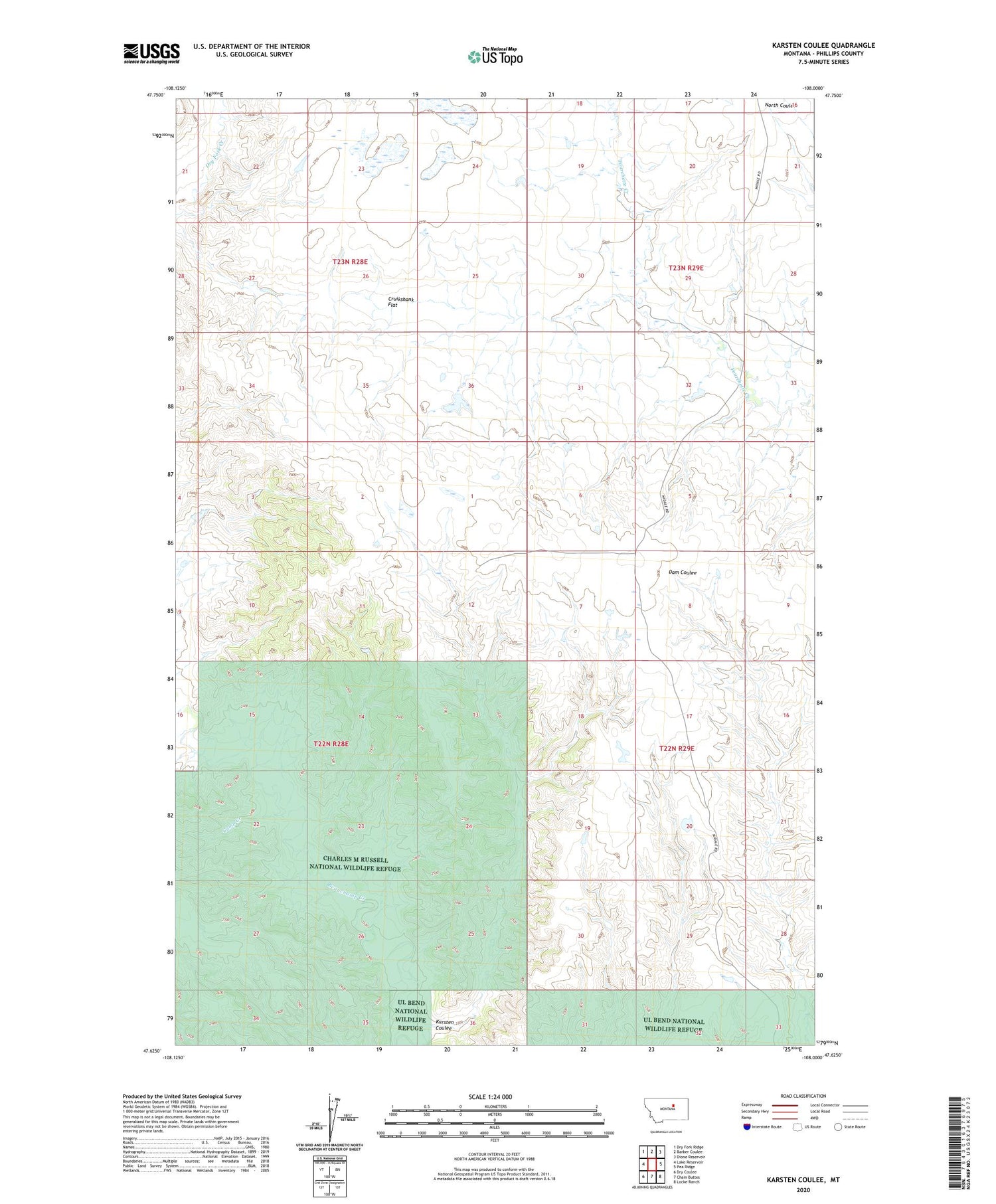 Karsten Coulee Montana US Topo Map Image