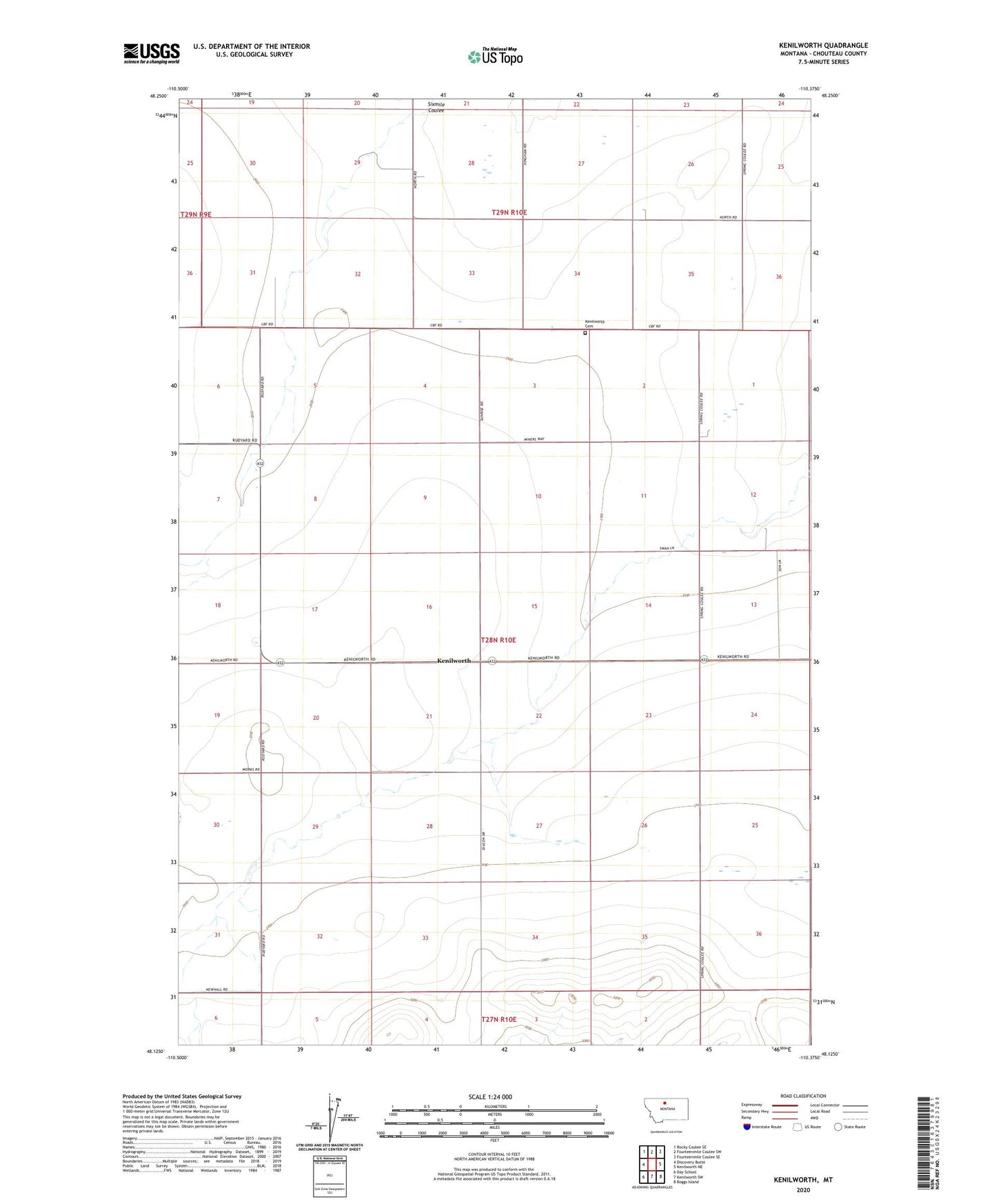 Kenilworth Montana US Topo Map Image