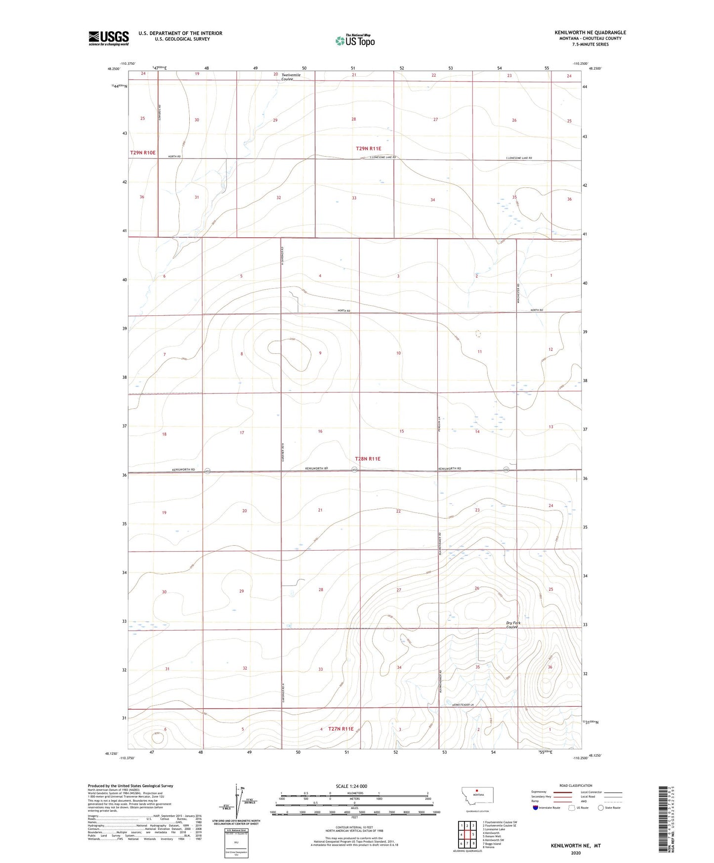 Kenilworth NE Montana US Topo Map Image