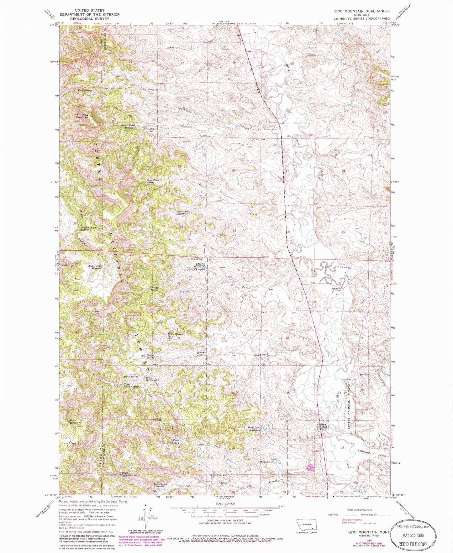 Classic USGS King Mountain Montana 7.5'x7.5' Topo Map Image
