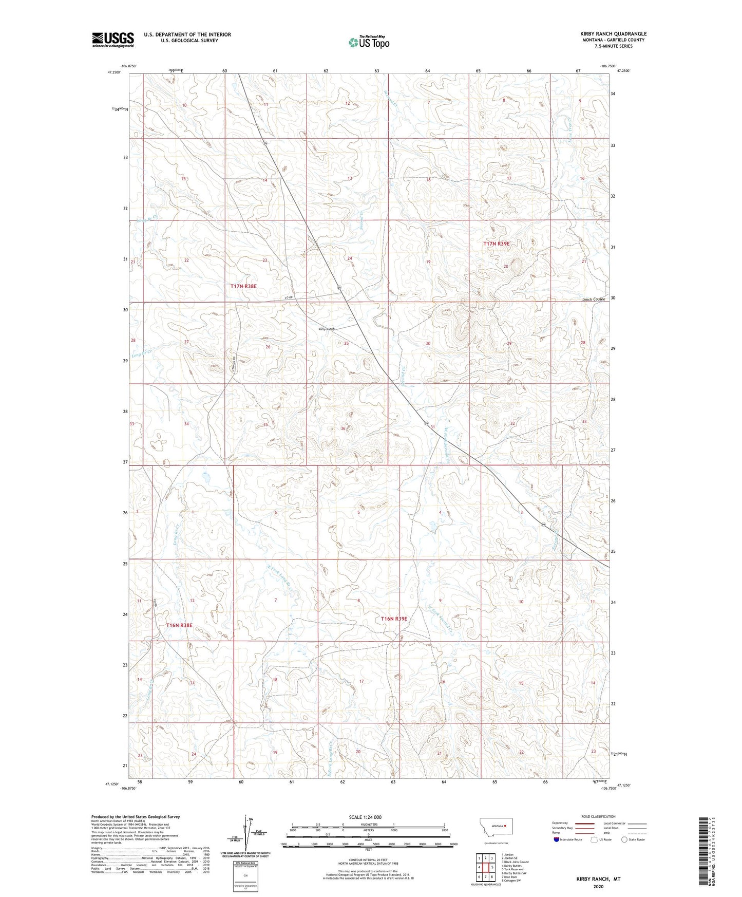 Kirby Ranch Montana US Topo Map Image