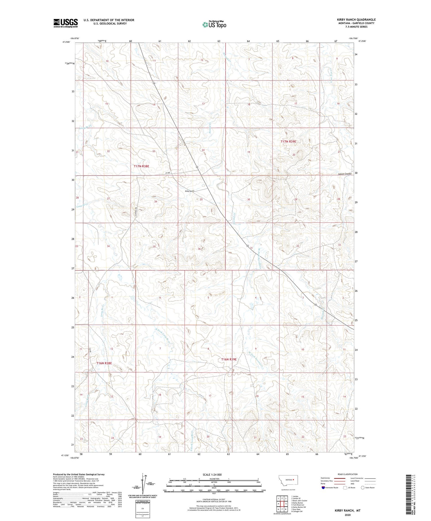 Kirby Ranch Montana US Topo Map Image