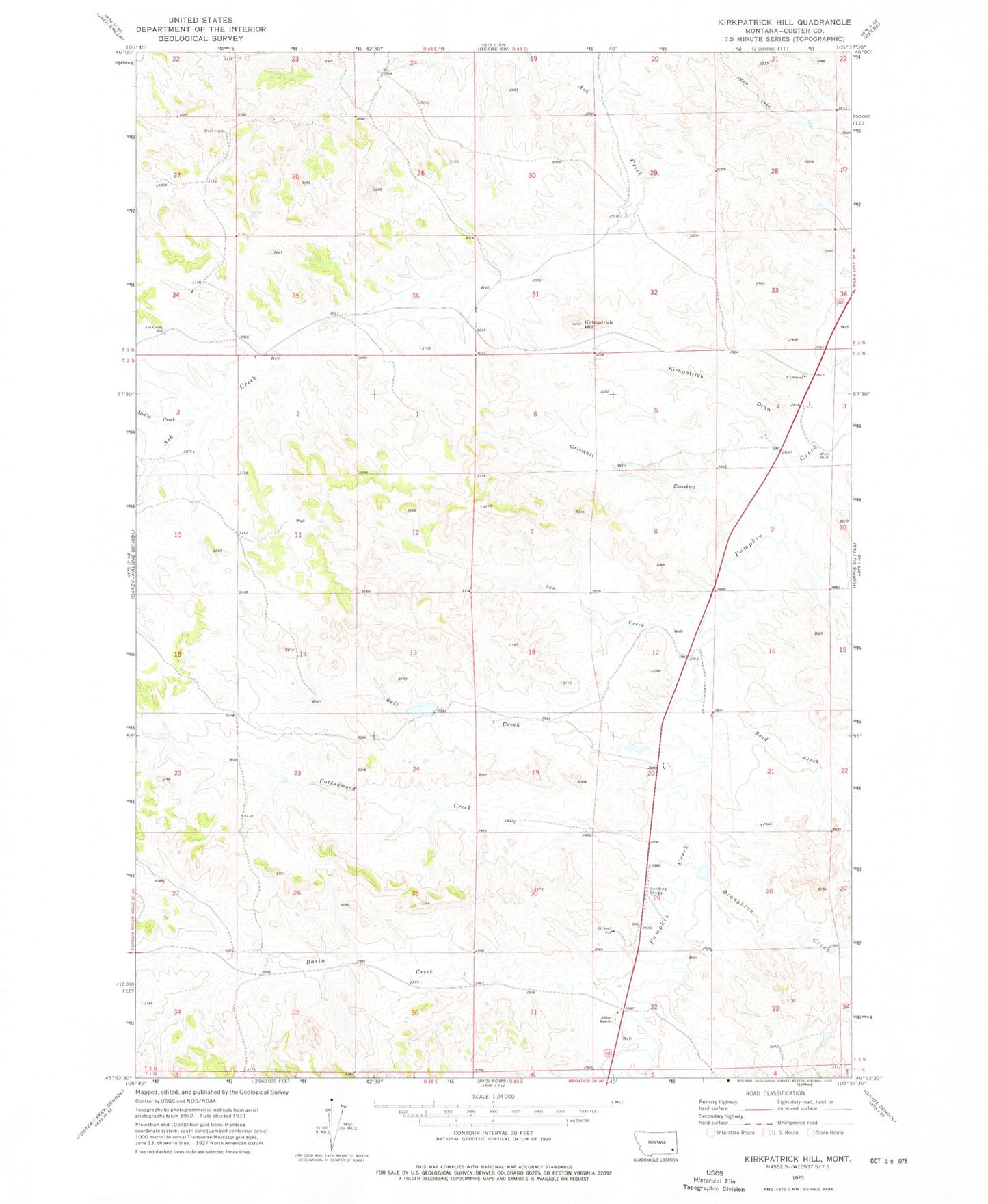 Classic USGS Kirkpatrick Hill Montana 7.5'x7.5' Topo Map Image