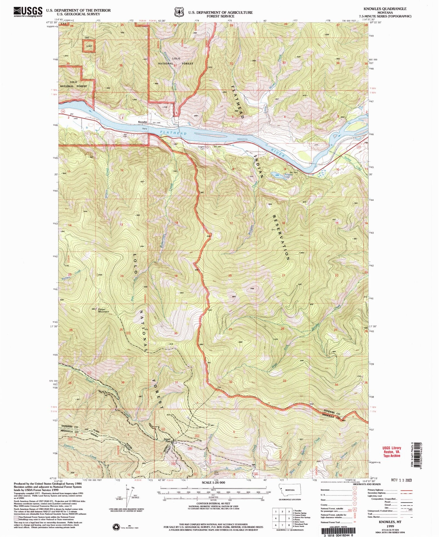 Classic USGS Knowles Montana 7.5'x7.5' Topo Map Image