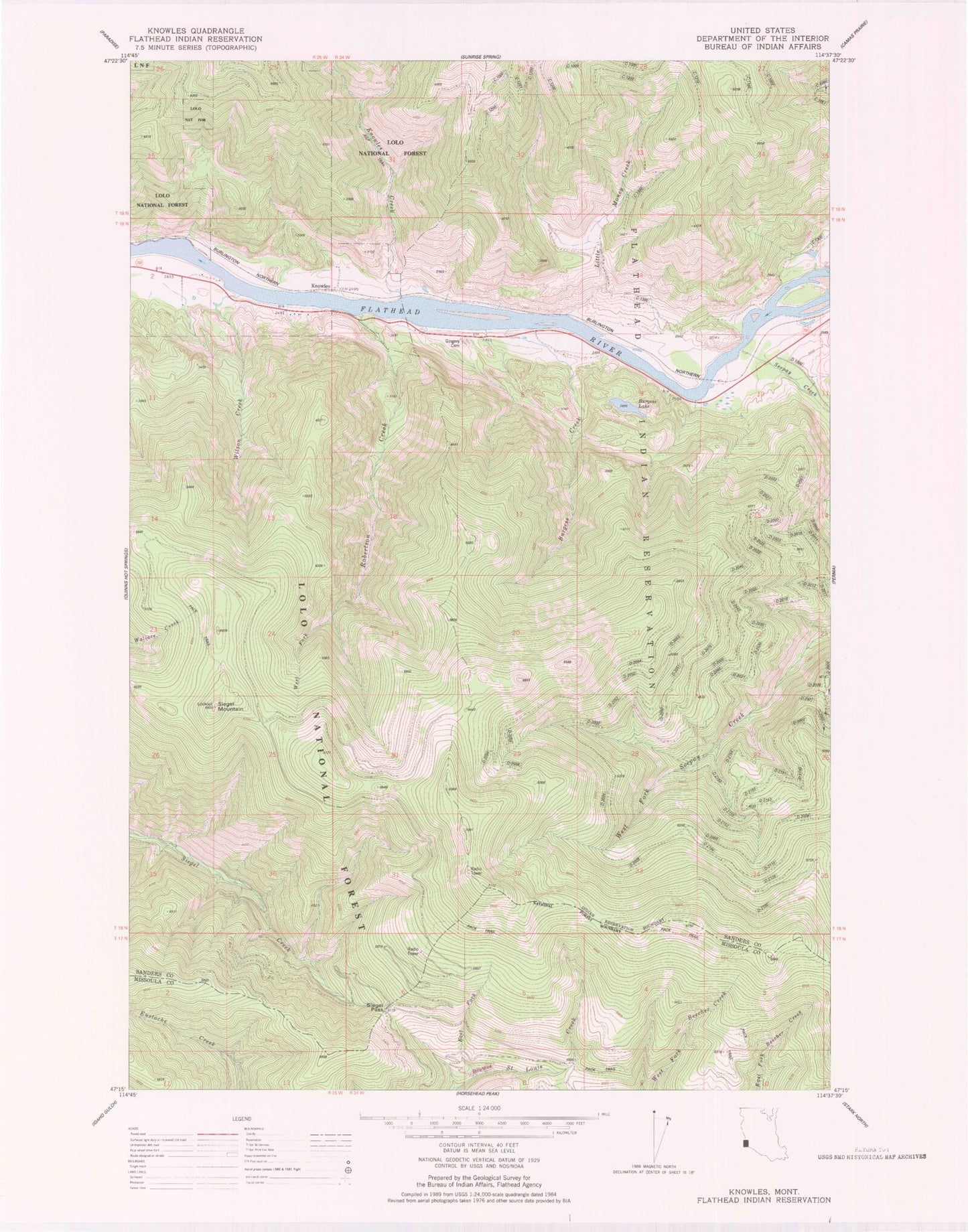 Classic USGS Knowles Montana 7.5'x7.5' Topo Map Image