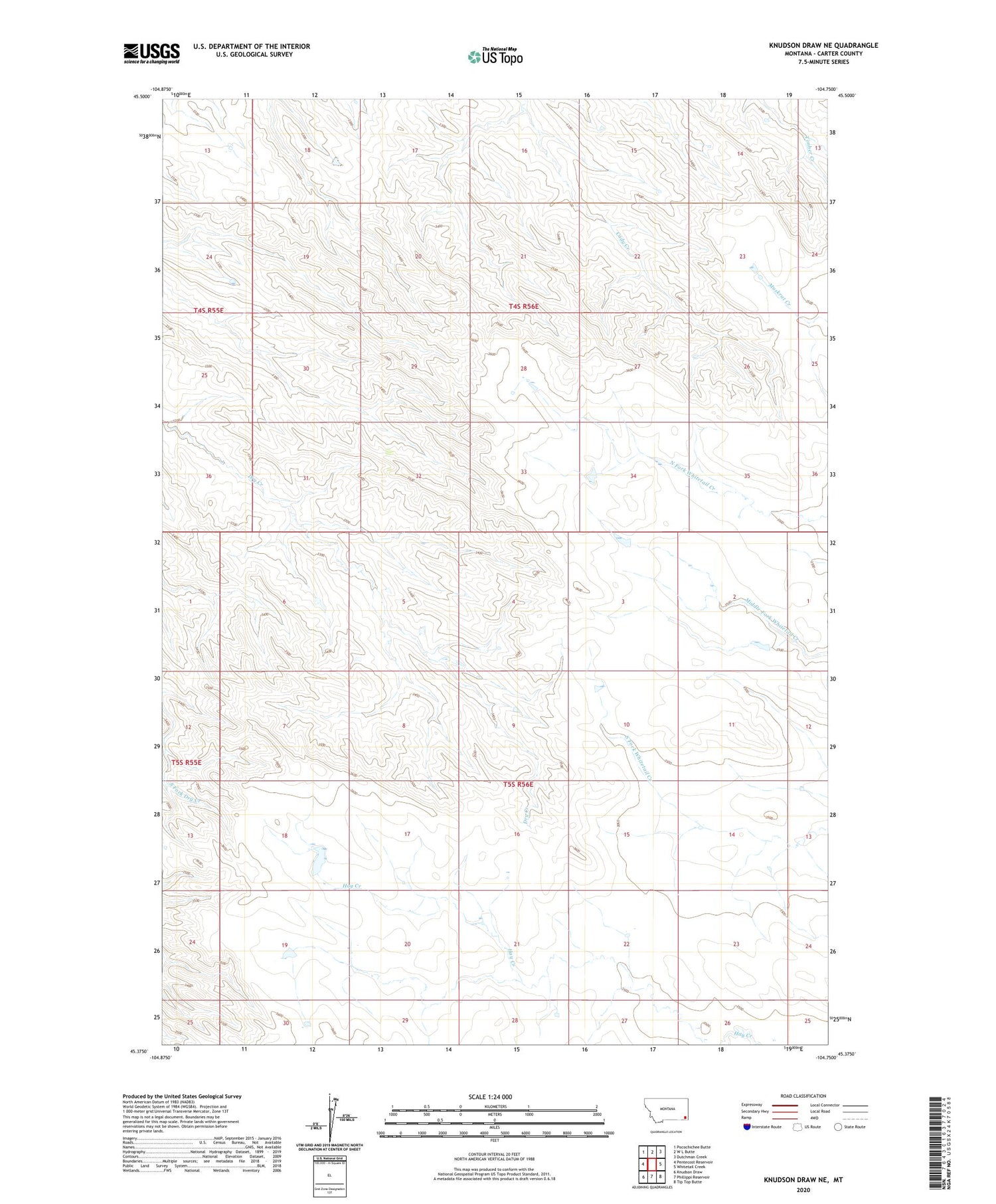 Knudson Draw NE Montana US Topo Map Image