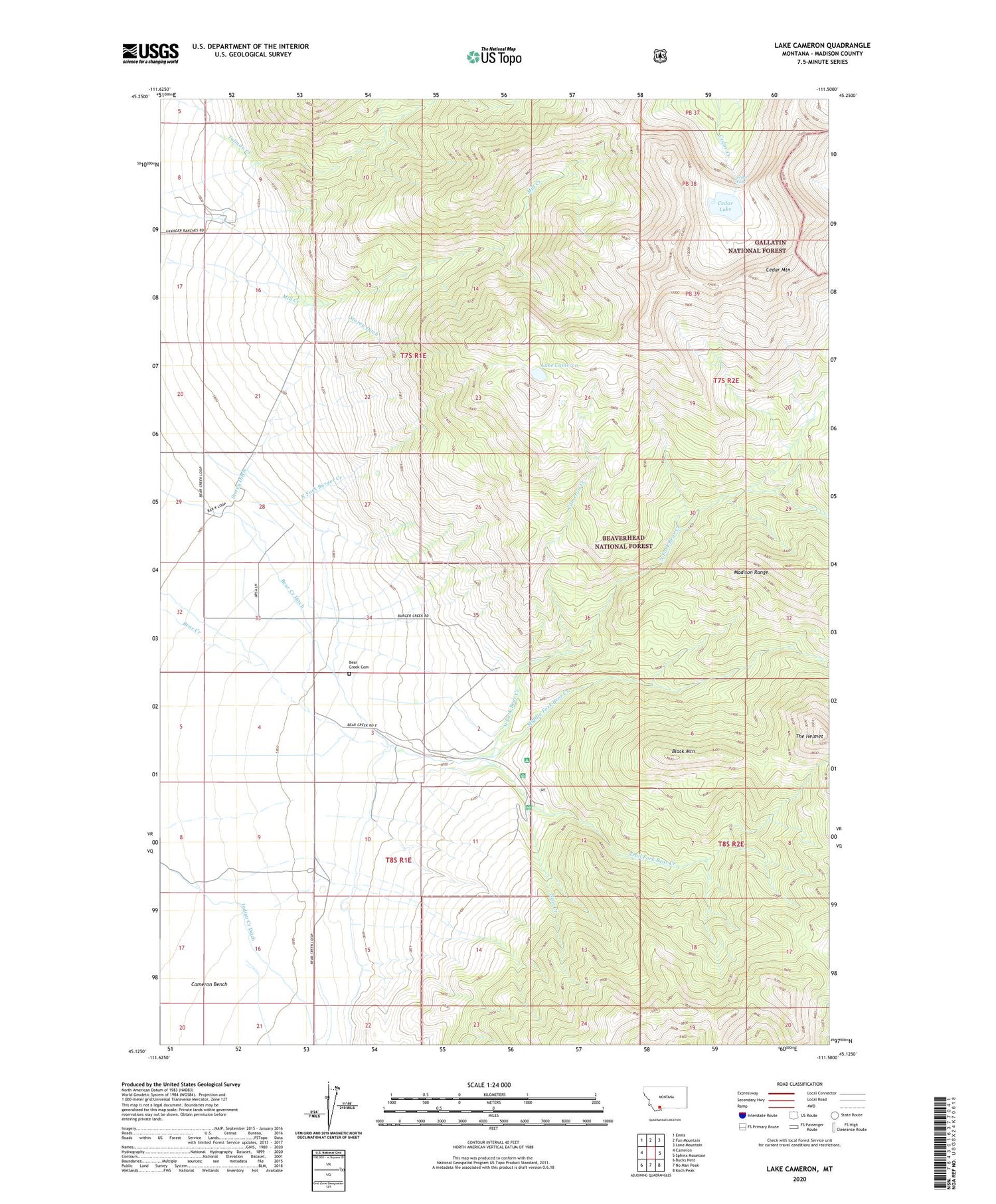 Lake Cameron Montana US Topo Map Image