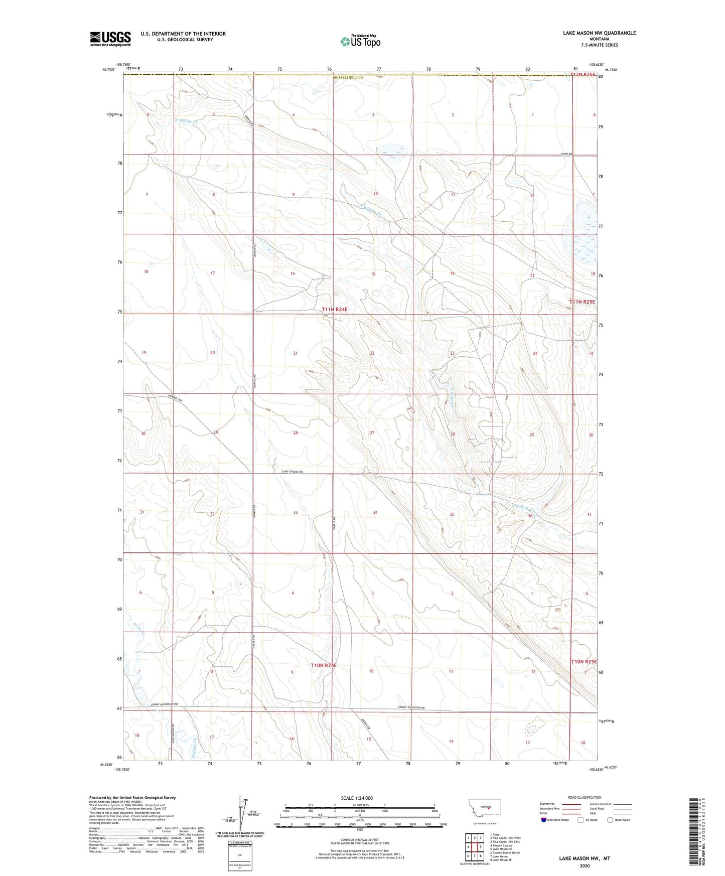 Lake Mason NW Montana US Topo Map Image