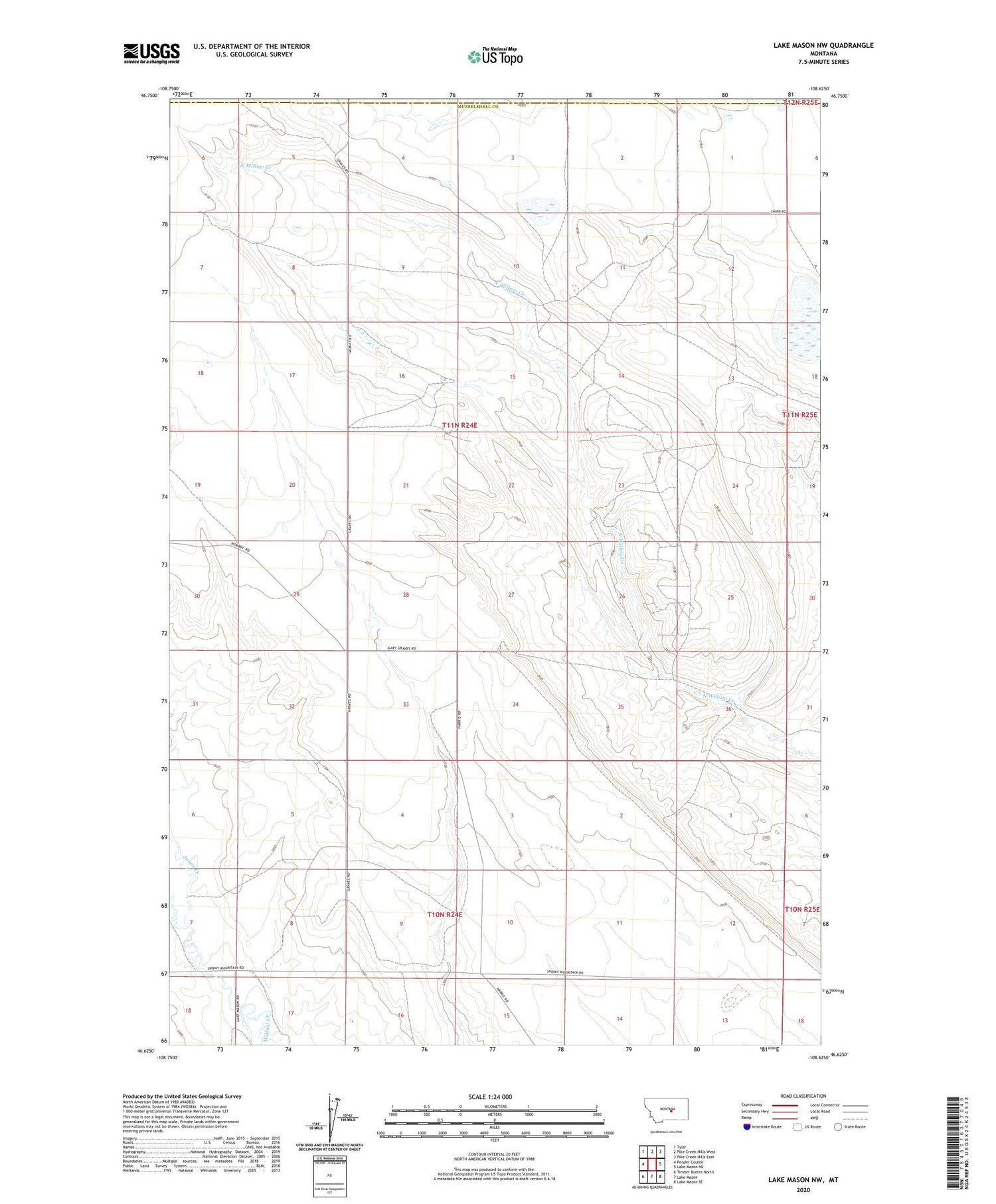 Lake Mason NW Montana US Topo Map Image