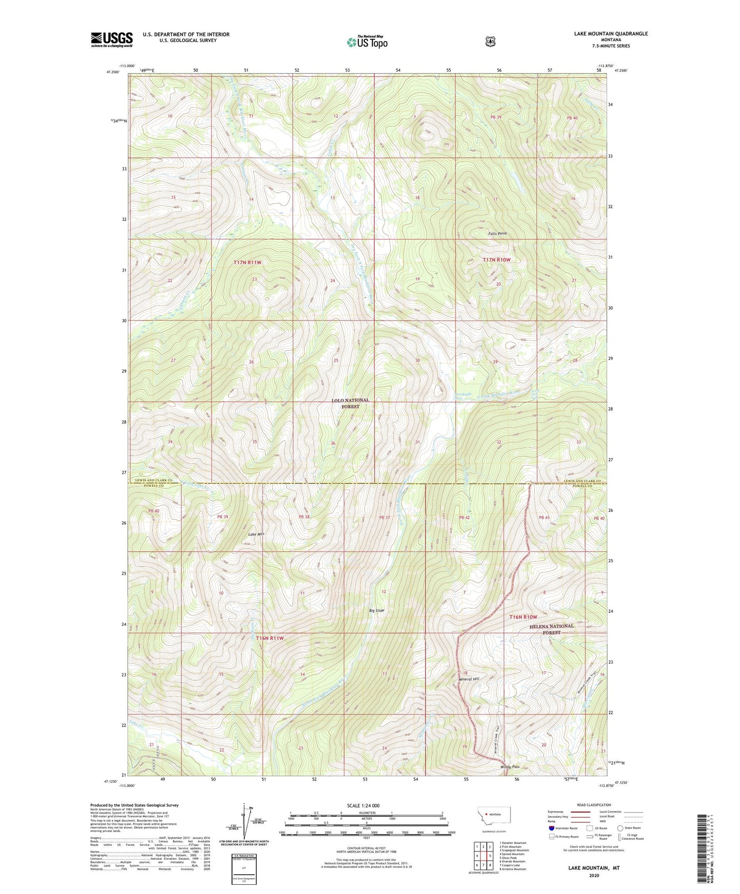 Lake Mountain Montana US Topo Map Image