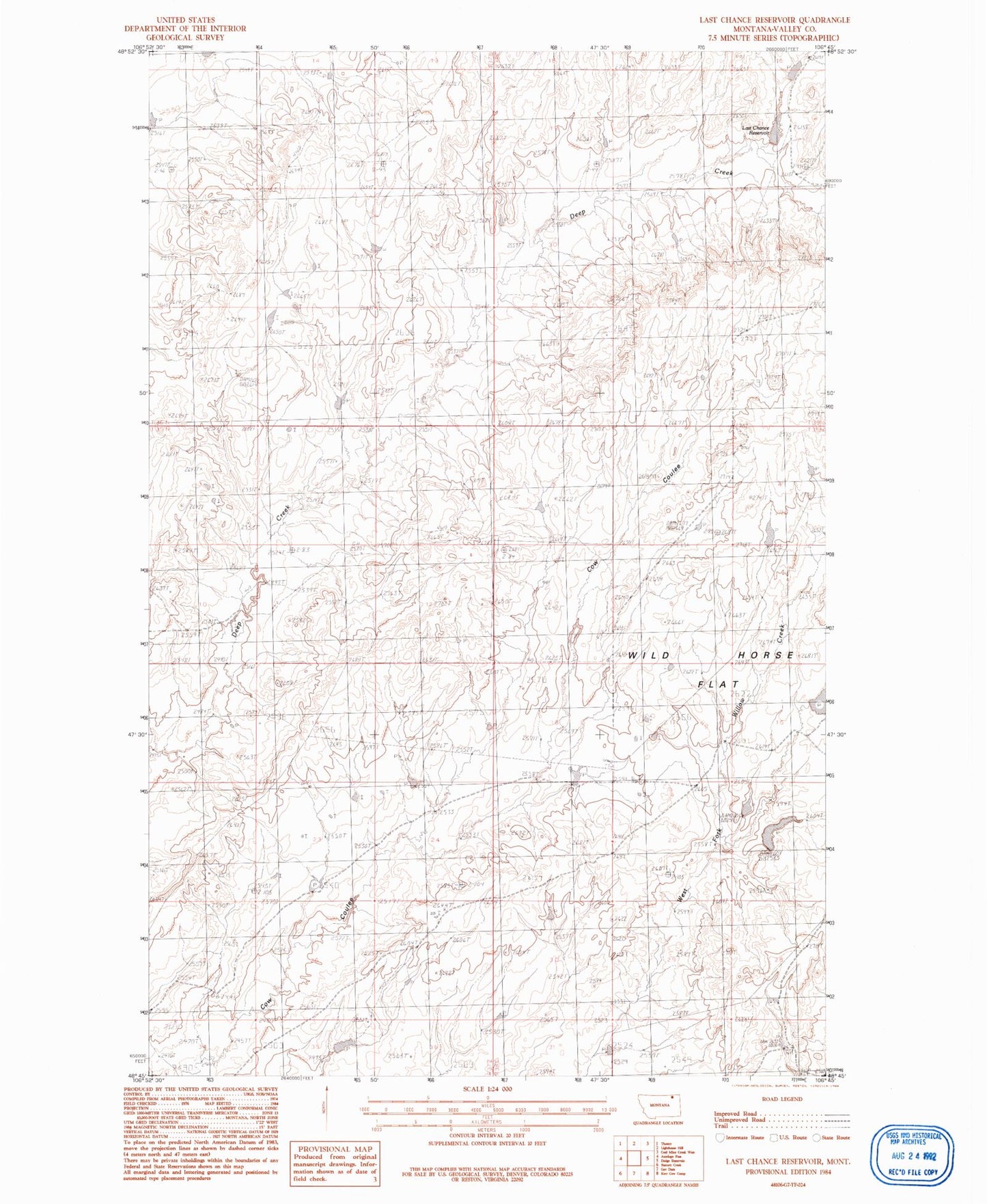 Classic USGS Last Chance Reservoir Montana 7.5'x7.5' Topo Map Image
