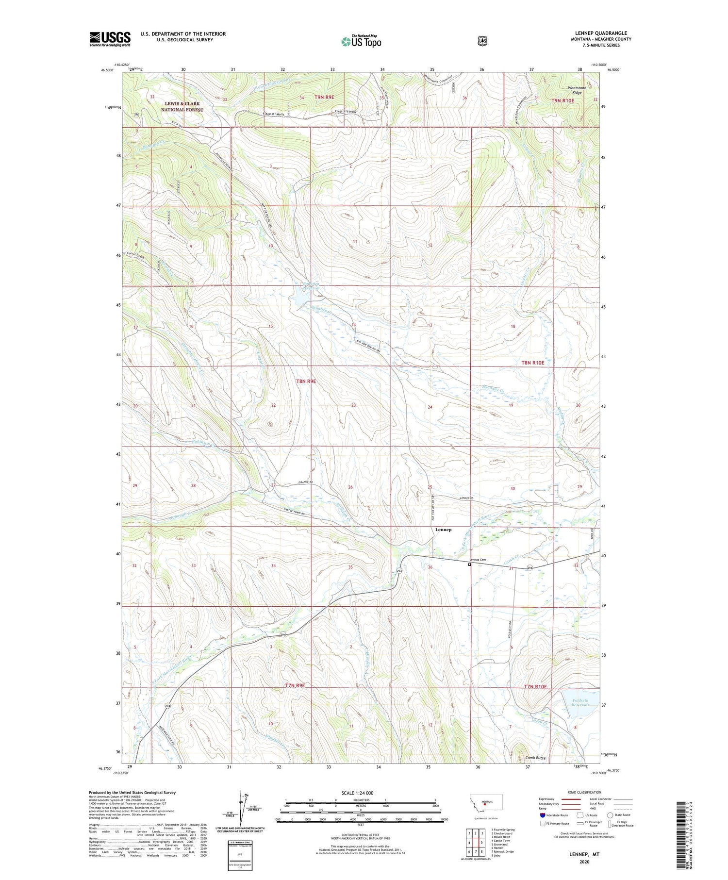 Lennep Montana US Topo Map Image