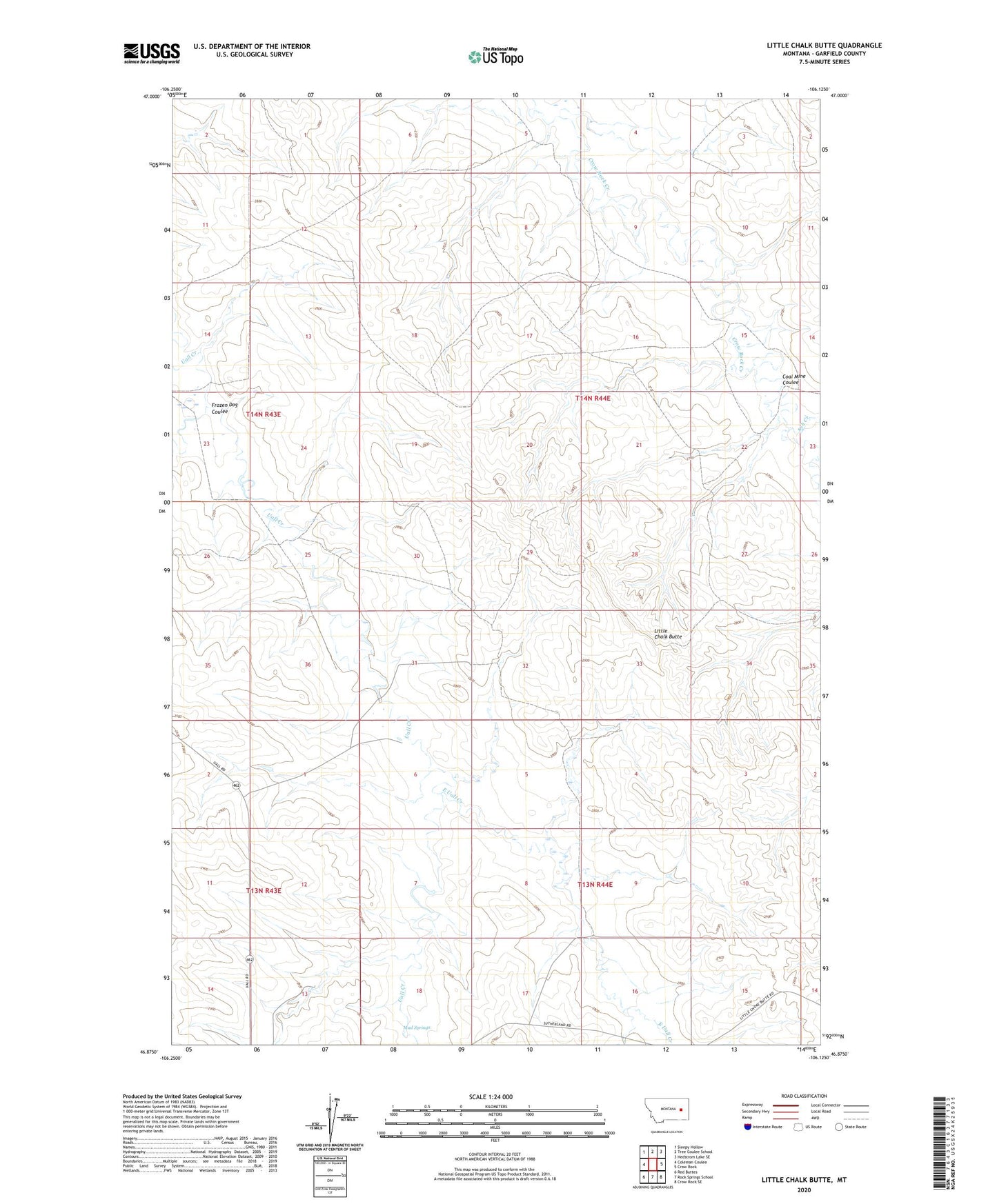 Little Chalk Butte Montana US Topo Map Image