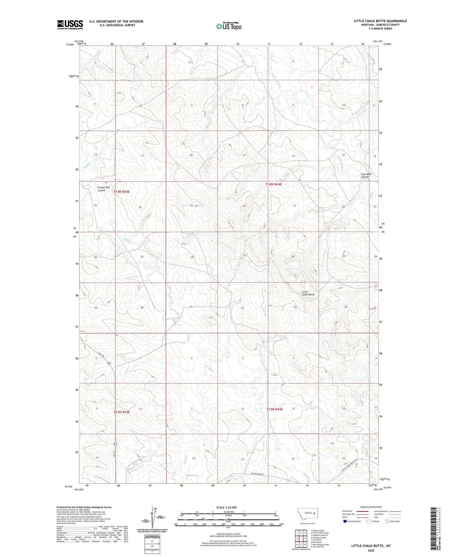Little Chalk Butte Montana US Topo Map Image