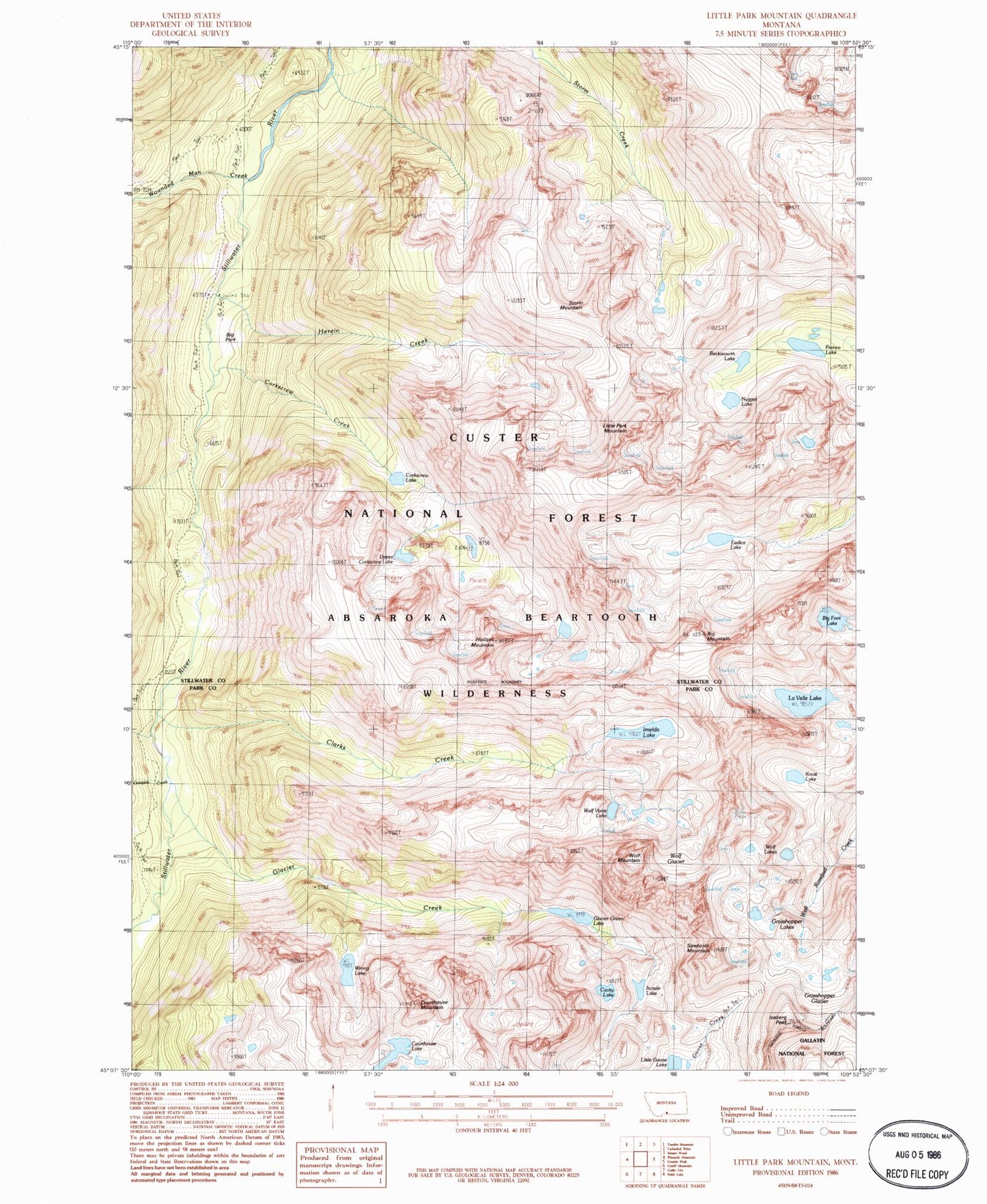 Classic USGS Little Park Mountain Montana 7.5'x7.5' Topo Map Image