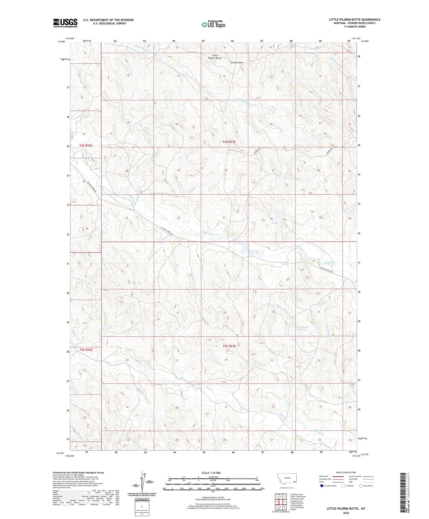 Little Pilgrim Butte Montana US Topo Map Image