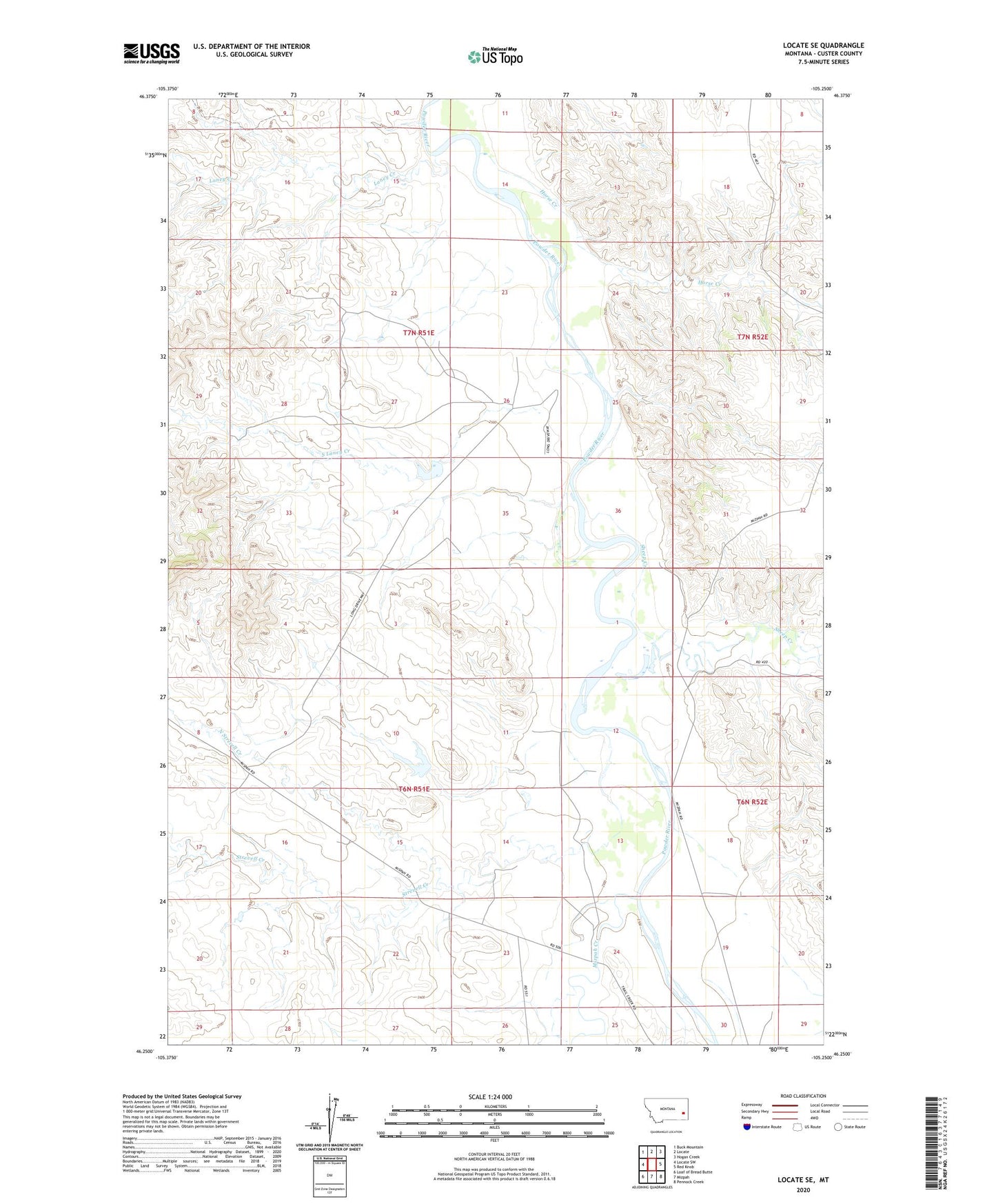 Locate SE Montana US Topo Map Image